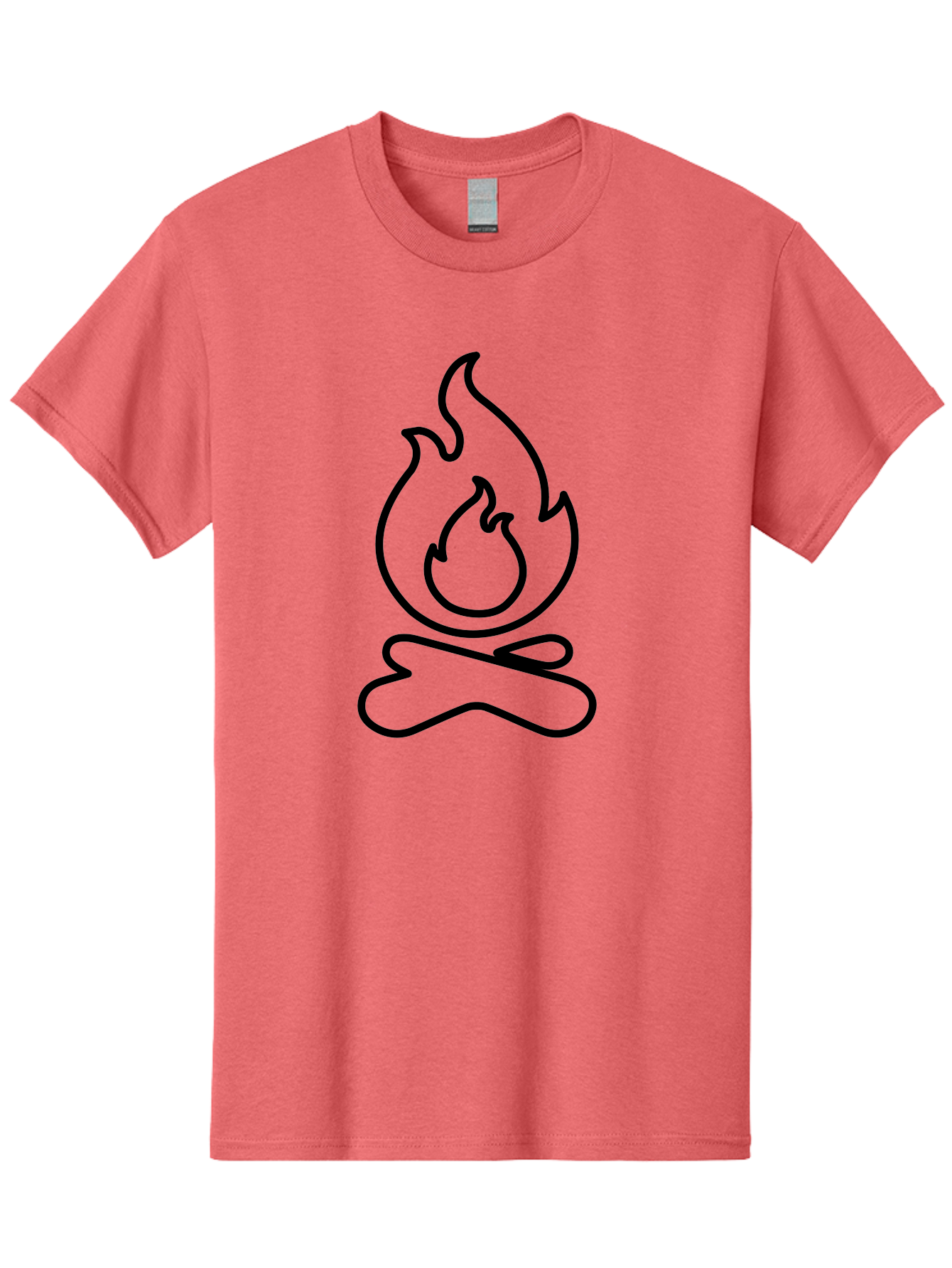 Campfire-2 Men'S Graphic Tee, 100% Cotton, Comfortable Casual Summer Wear, Machine Washable, Simple Line Art, Camp Fire Icon, Minimalist Design, Black Outline, Flame Symbol, Outdoor Adventure, Camping Theme, Warm Ambiance, -  Aaa162