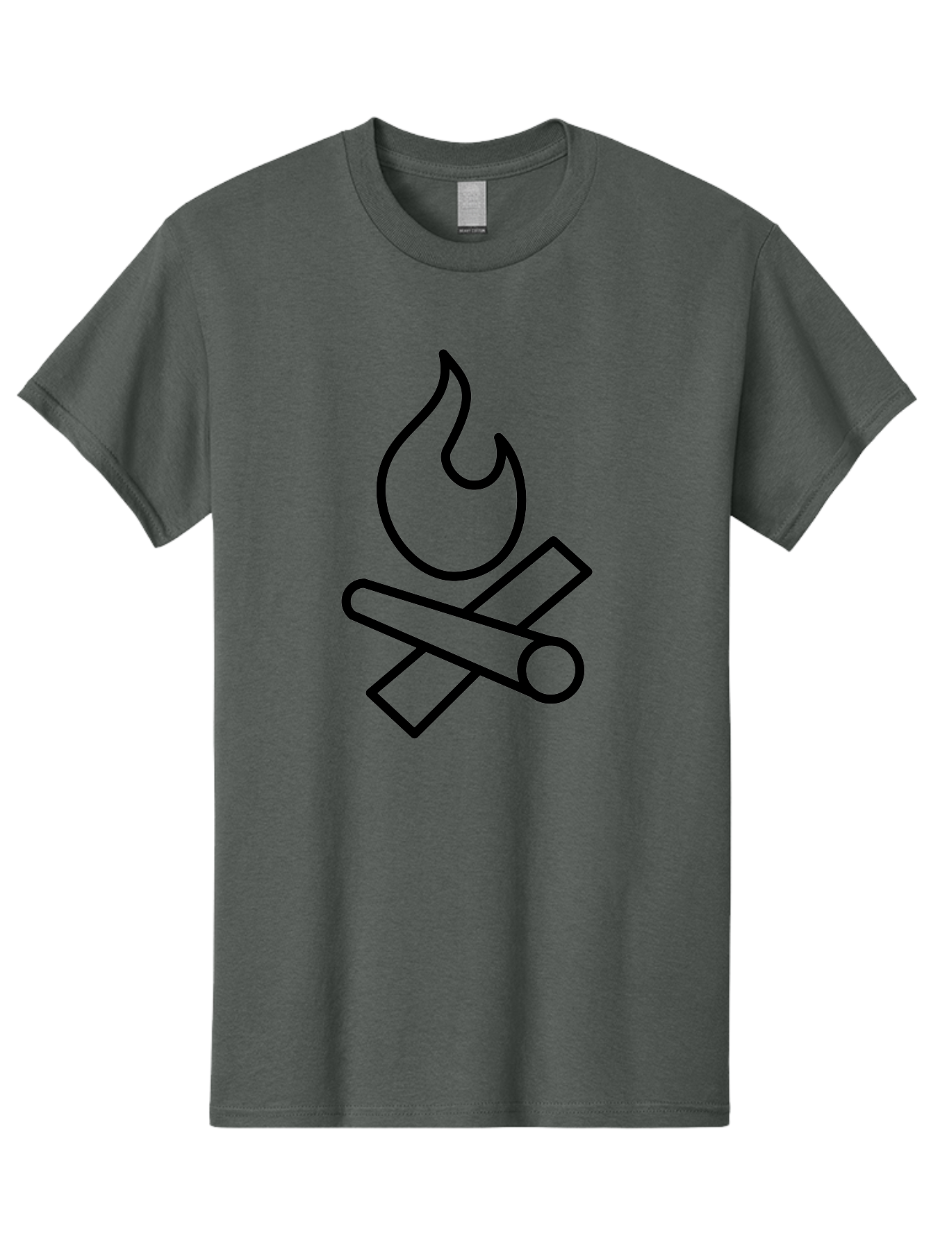 Campfire-3 Men'S Graphic Tee, 100% Cotton, Comfortable Casual Summer Wear, Machine Washable, Camping Symbol, Campfire Icon, Fire Pit, Outdoor Adventure, Wilderness Survival, Crossing Logs, Flame Graphic, Simple Illustration -  Aaa163