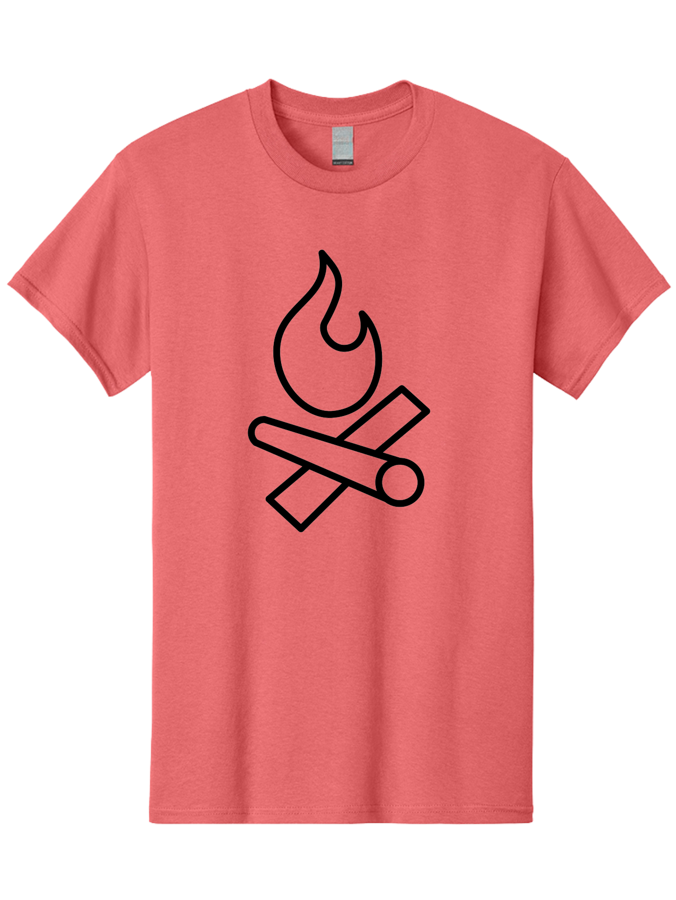 Campfire-3 Men'S Graphic Tee, 100% Cotton, Comfortable Casual Summer Wear, Machine Washable, Camping Symbol, Campfire Icon, Fire Pit, Outdoor Adventure, Wilderness Survival, Crossing Logs, Flame Graphic, Simple Illustration -  Aaa163