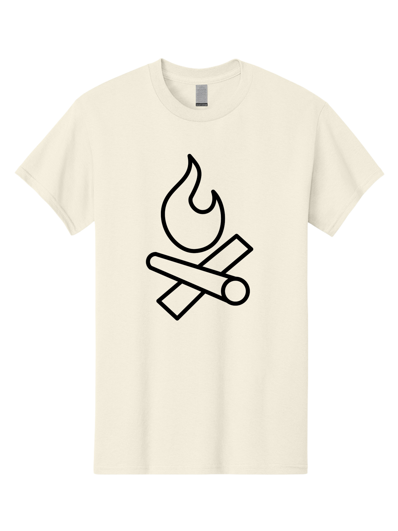 Campfire-3 Men'S Graphic Tee, 100% Cotton, Comfortable Casual Summer Wear, Machine Washable, Camping Symbol, Campfire Icon, Fire Pit, Outdoor Adventure, Wilderness Survival, Crossing Logs, Flame Graphic, Simple Illustration -  Aaa163