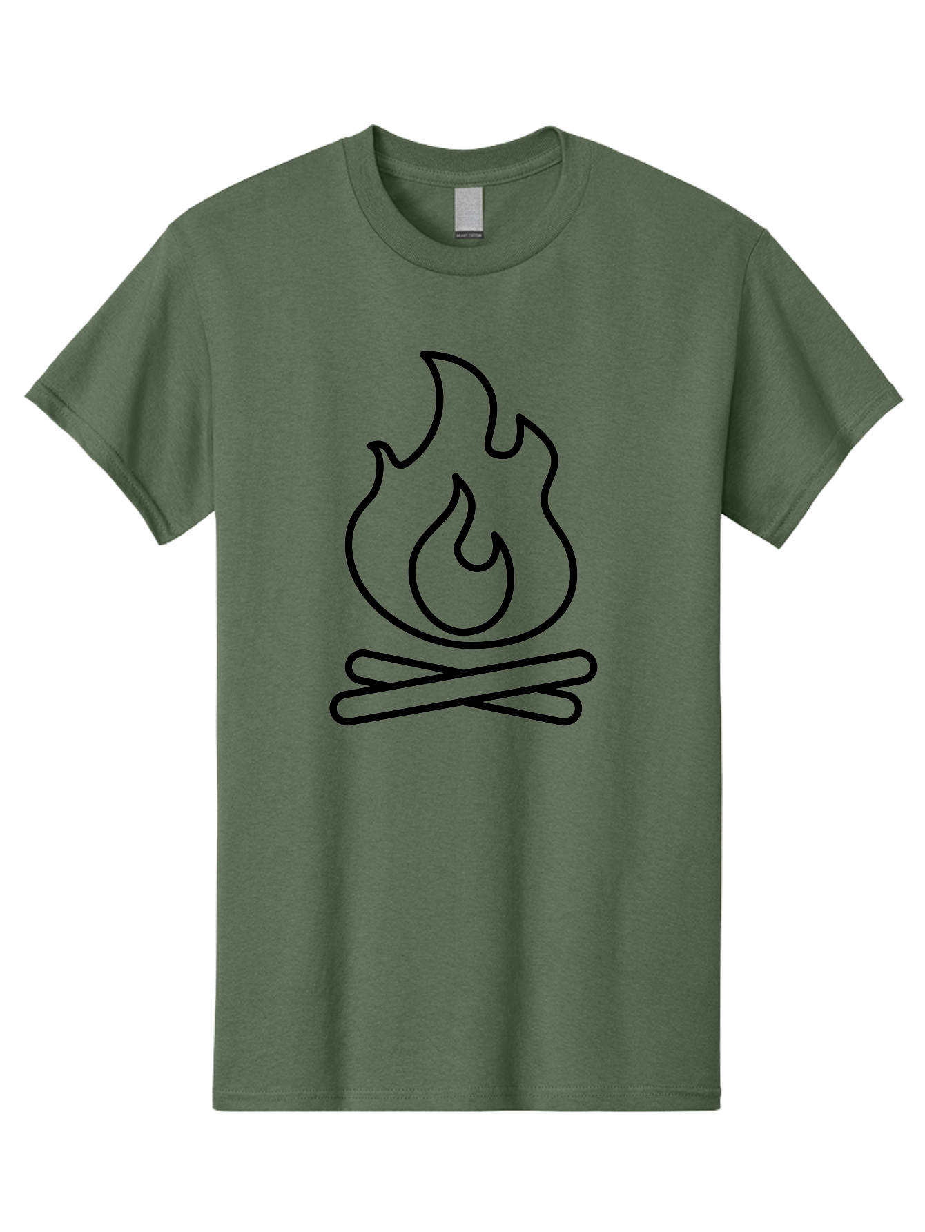 Campfire-4 Men'S Graphic Tee, 100% Cotton, Comfortable Casual Summer Wear, Machine Washable, Campfire Illustration, Outdoor Adventure, Camping Symbol, Wilderness Theme, Fire Icon, Simple Design, Bold Lines, Flames, Logs -  Aaa164