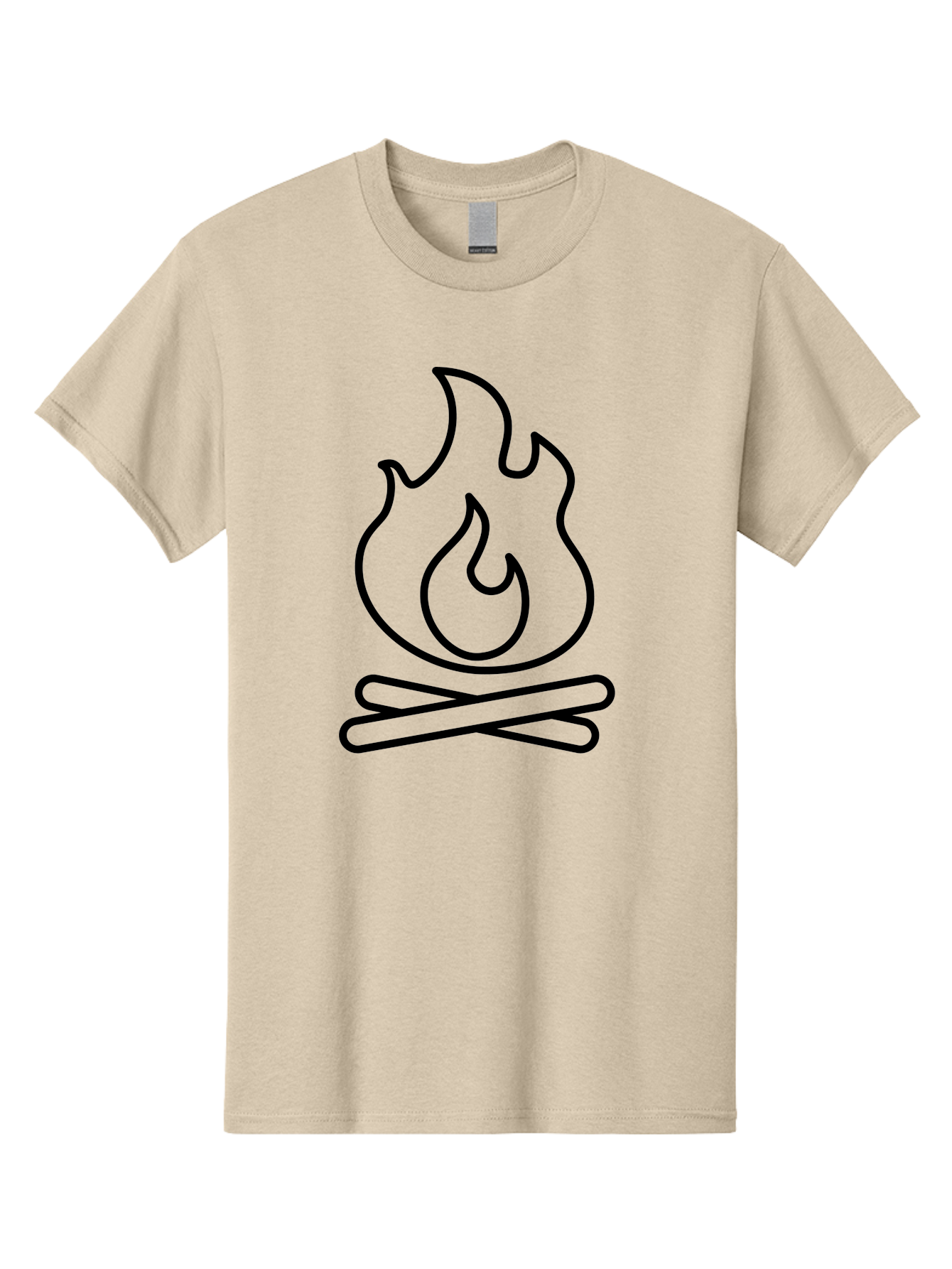 Campfire-4 Men'S Graphic Tee, 100% Cotton, Comfortable Casual Summer Wear, Machine Washable, Campfire Illustration, Outdoor Adventure, Camping Symbol, Wilderness Theme, Fire Icon, Simple Design, Bold Lines, Flames, Logs -  Aaa164