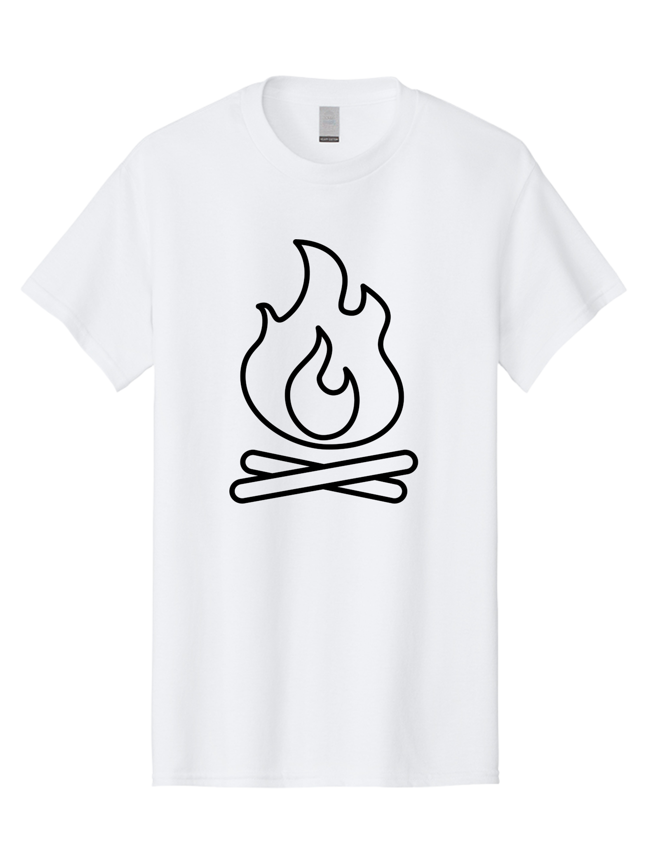 Campfire-4 Men'S Graphic Tee, 100% Cotton, Comfortable Casual Summer Wear, Machine Washable, Campfire Illustration, Outdoor Adventure, Camping Symbol, Wilderness Theme, Fire Icon, Simple Design, Bold Lines, Flames, Logs -  Aaa164