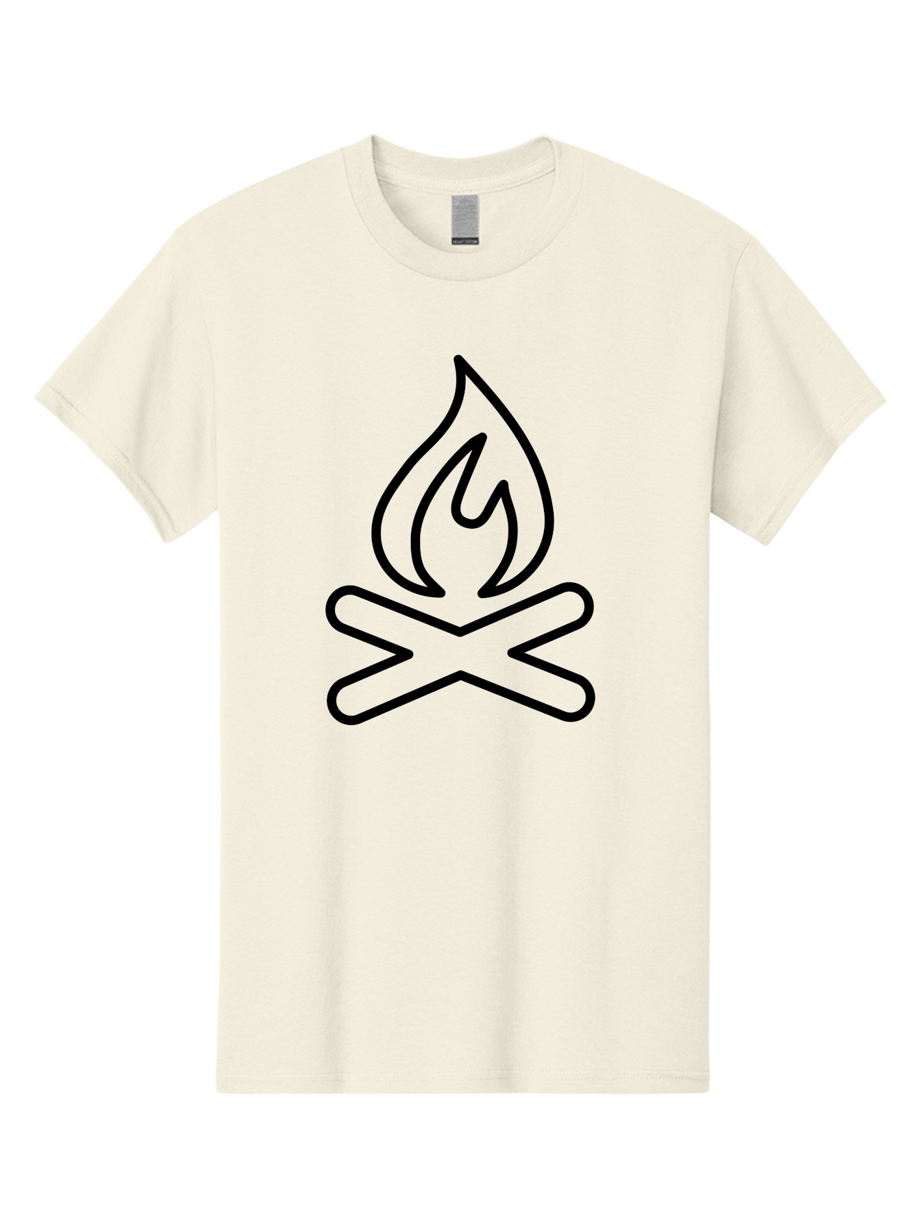 Campfire Men'S Graphic Tee, 100% Cotton, Comfortable Casual Summer Wear, Machine Washable, Campfire Icon, Campfire, Black Outline, Flames, Campfire Graphics, Simple Illustration, Minimalist Design, Outdoor Symbol, Camping Emblem, Fire Pit -  Aaa165