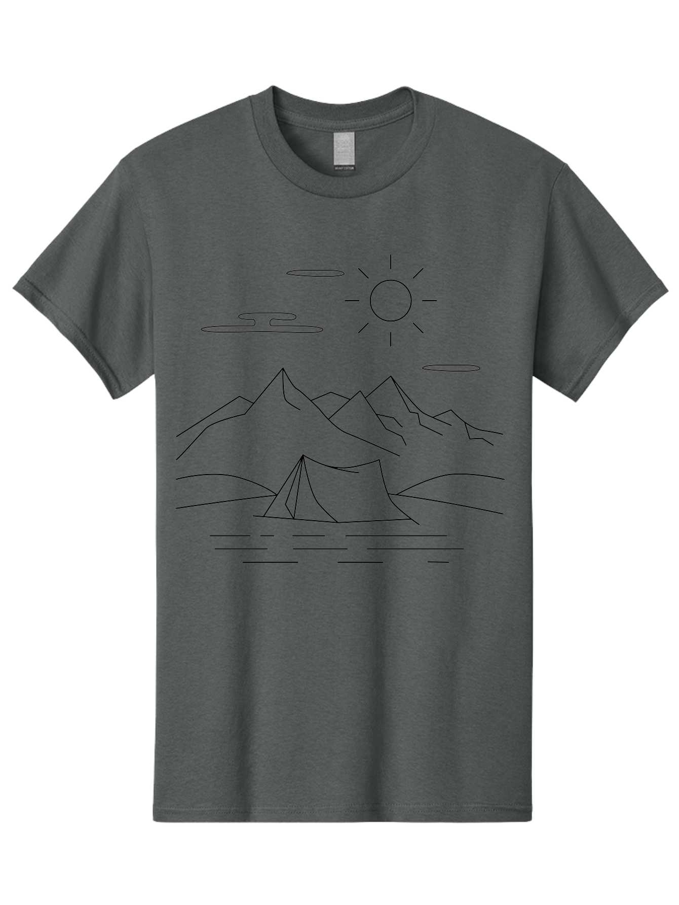 Camping-In-Mountains-1 Men'S Graphic Tee, 100% Cotton, Comfortable Casual Summer Wear, Machine Washable, Camping In Mountains, Outdoor Adventure, Serene Landscape, Mountain Scenery, Tranquil Atmosphere, Peaceful Camping, Wilderness Escape -  Aaa166