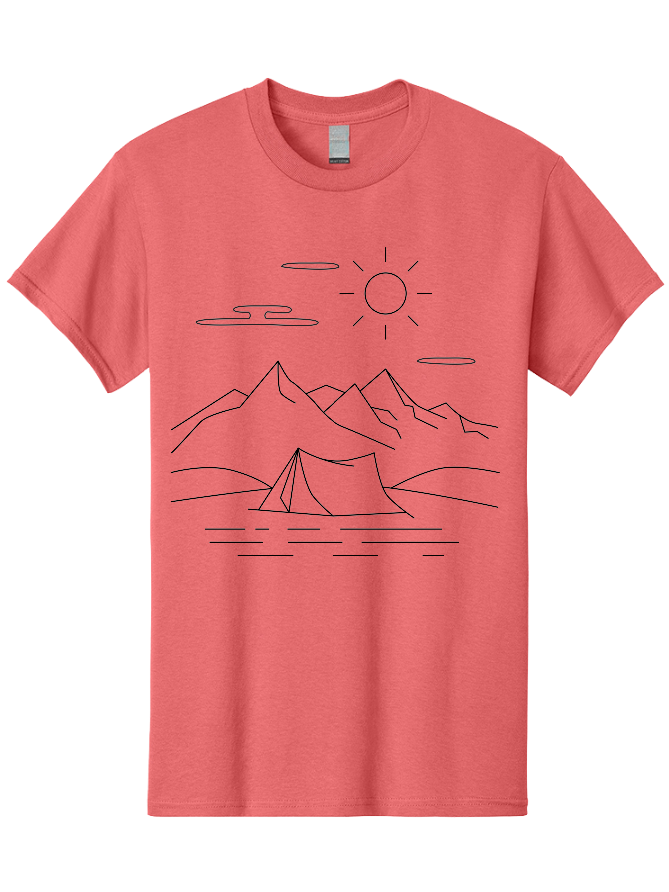 Camping-In-Mountains-1 Men'S Graphic Tee, 100% Cotton, Comfortable Casual Summer Wear, Machine Washable, Camping In Mountains, Outdoor Adventure, Serene Landscape, Mountain Scenery, Tranquil Atmosphere, Peaceful Camping, Wilderness Escape -  Aaa166