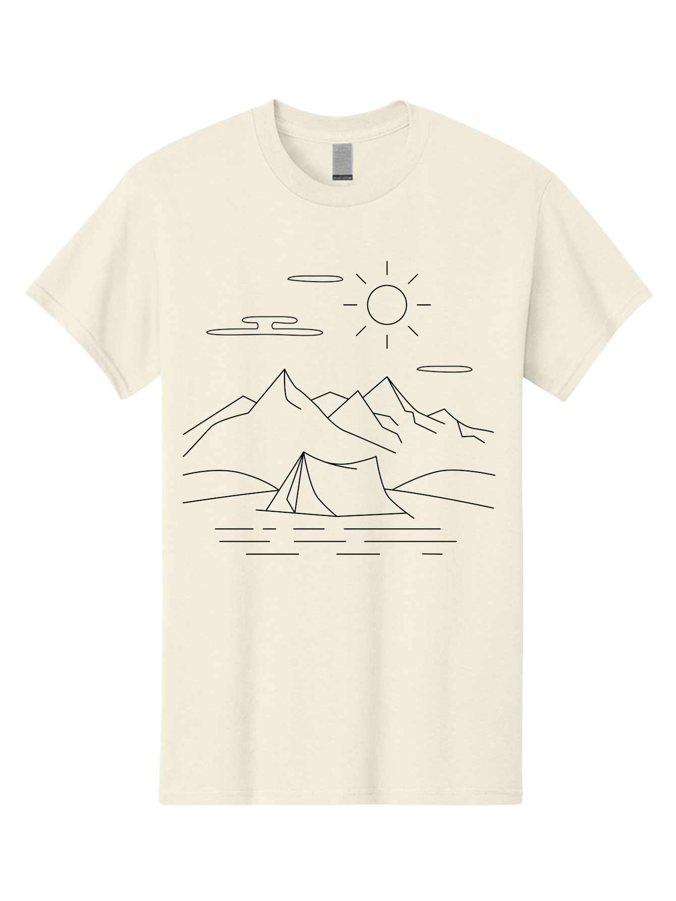 Camping-In-Mountains-1 Men'S Graphic Tee, 100% Cotton, Comfortable Casual Summer Wear, Machine Washable, Camping In Mountains, Outdoor Adventure, Serene Landscape, Mountain Scenery, Tranquil Atmosphere, Peaceful Camping, Wilderness Escape -  Aaa166