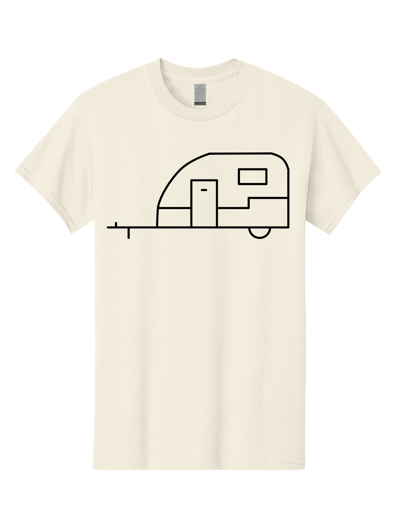 Caravan Men'S Graphic Tee, 100% Cotton, Comfortable Casual Summer Wear, Machine Washable, Simple Caravan Design, Minimalist Trailer Illustration, Modern Camping Icon, Graphic Adventure Symbol, Outdoor Recreation, Rv Travel -  Aaa168