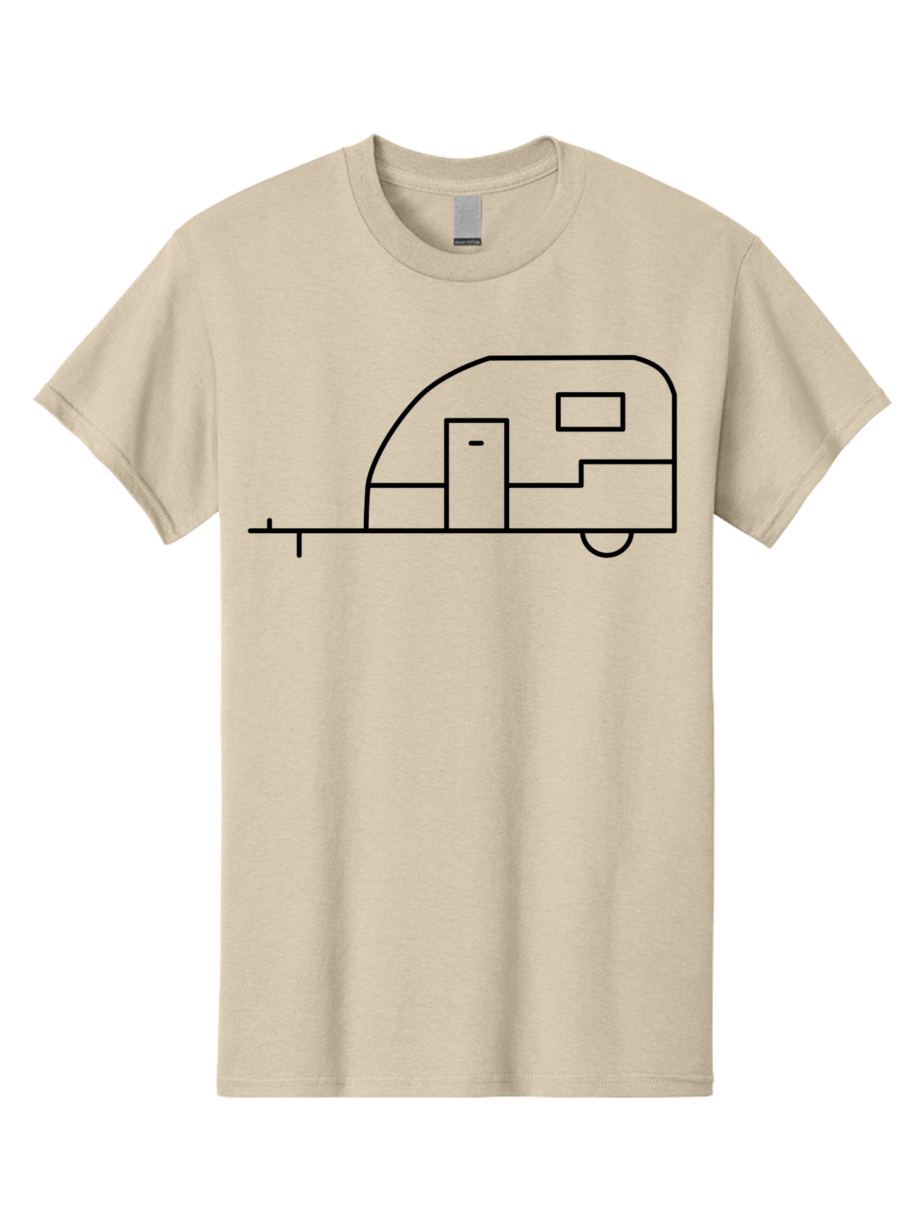Caravan Men'S Graphic Tee, 100% Cotton, Comfortable Casual Summer Wear, Machine Washable, Simple Caravan Design, Minimalist Trailer Illustration, Modern Camping Icon, Graphic Adventure Symbol, Outdoor Recreation, Rv Travel -  Aaa168