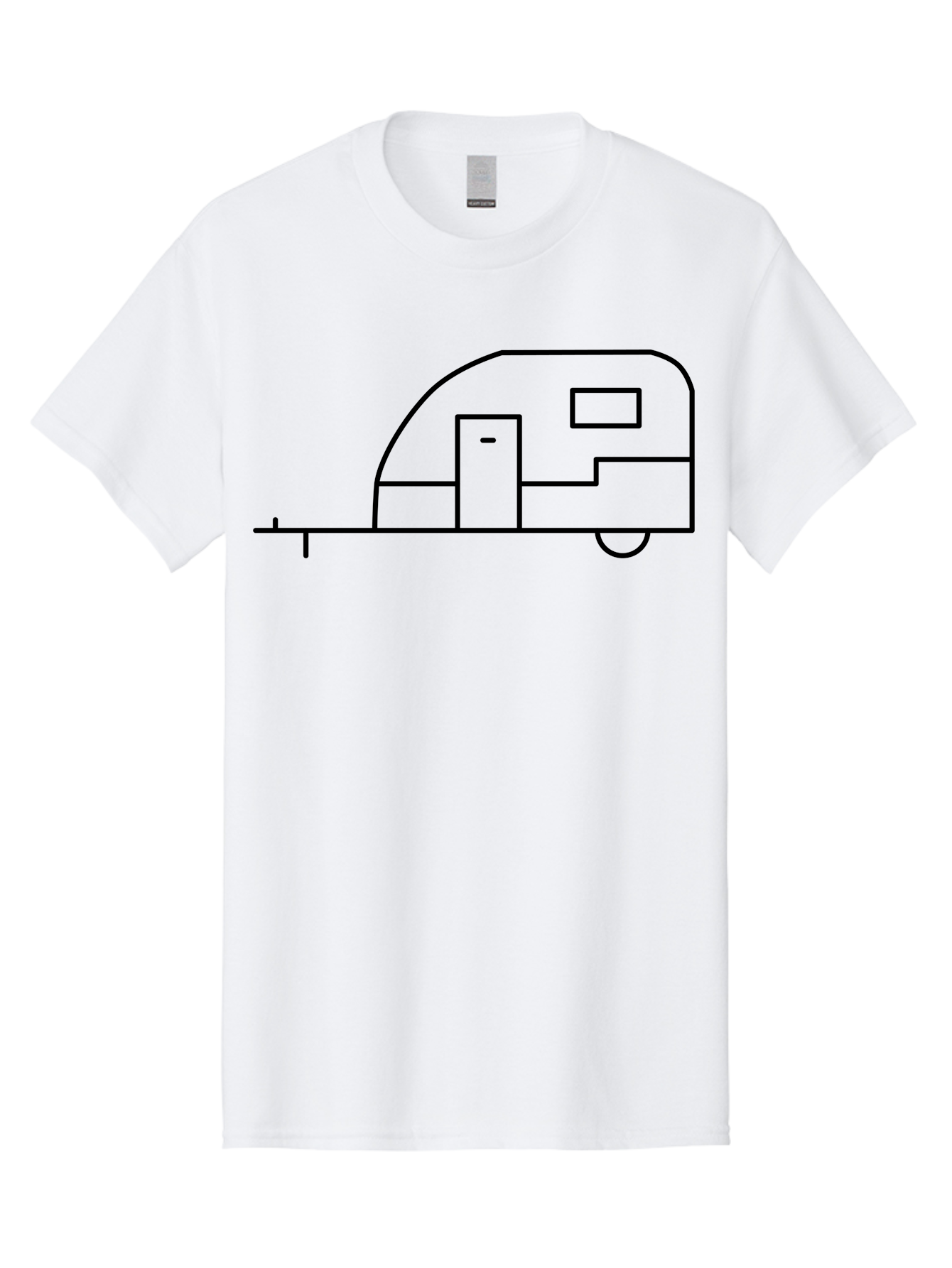 Caravan Men'S Graphic Tee, 100% Cotton, Comfortable Casual Summer Wear, Machine Washable, Simple Caravan Design, Minimalist Trailer Illustration, Modern Camping Icon, Graphic Adventure Symbol, Outdoor Recreation, Rv Travel -  Aaa168