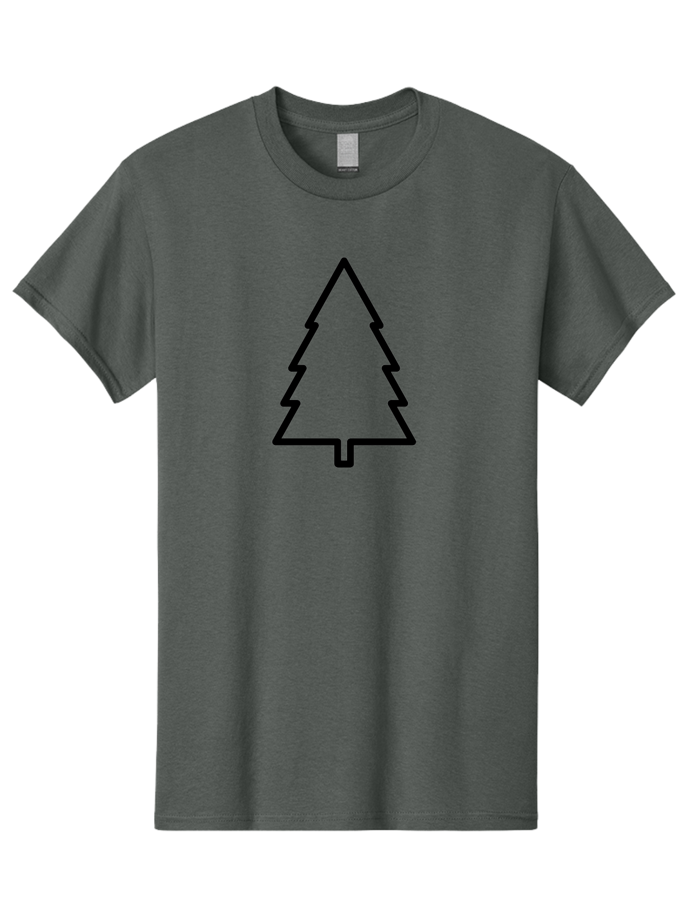 Christmas-Tree-1 Men'S Graphic Tee, 100% Cotton, Comfortable Casual Summer Wear, Machine Washable, Christmas Tree Outline, Minimalist Design, Festive Symbol, Holiday Icon, Simple Illustration, Black Outline -  Aaa170