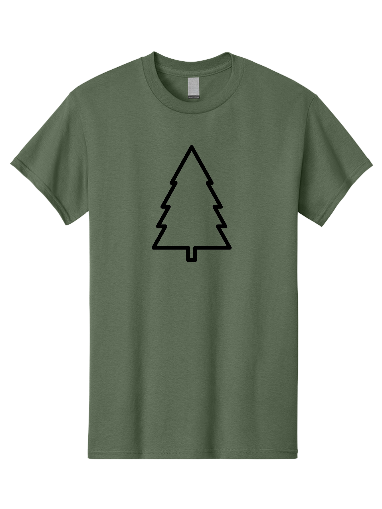Christmas-Tree-1 Men'S Graphic Tee, 100% Cotton, Comfortable Casual Summer Wear, Machine Washable, Christmas Tree Outline, Minimalist Design, Festive Symbol, Holiday Icon, Simple Illustration, Black Outline -  Aaa170