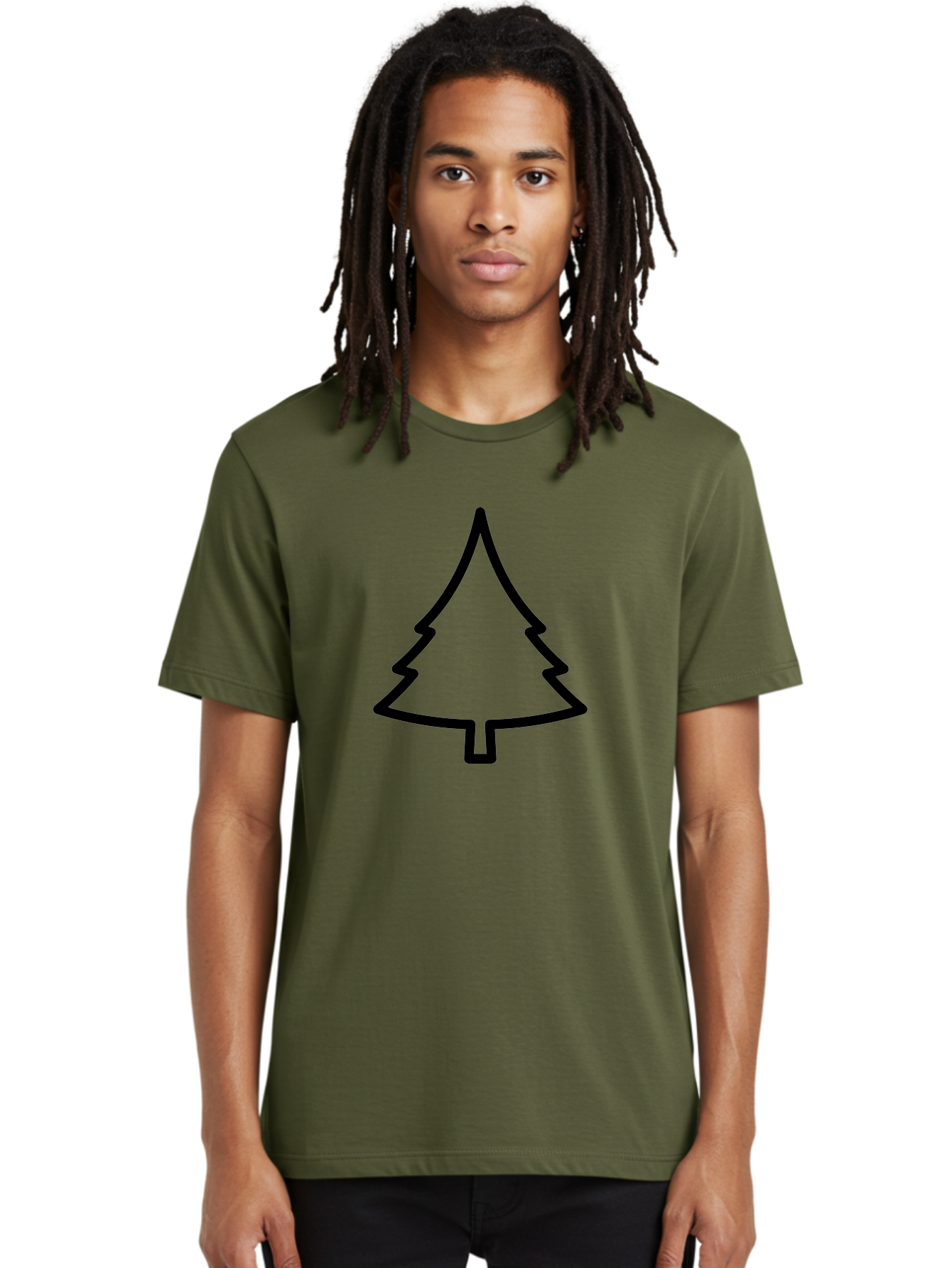 simple christmas tree, minimalist design, festive symbol, holiday icon, black outline, evergreen tree shape