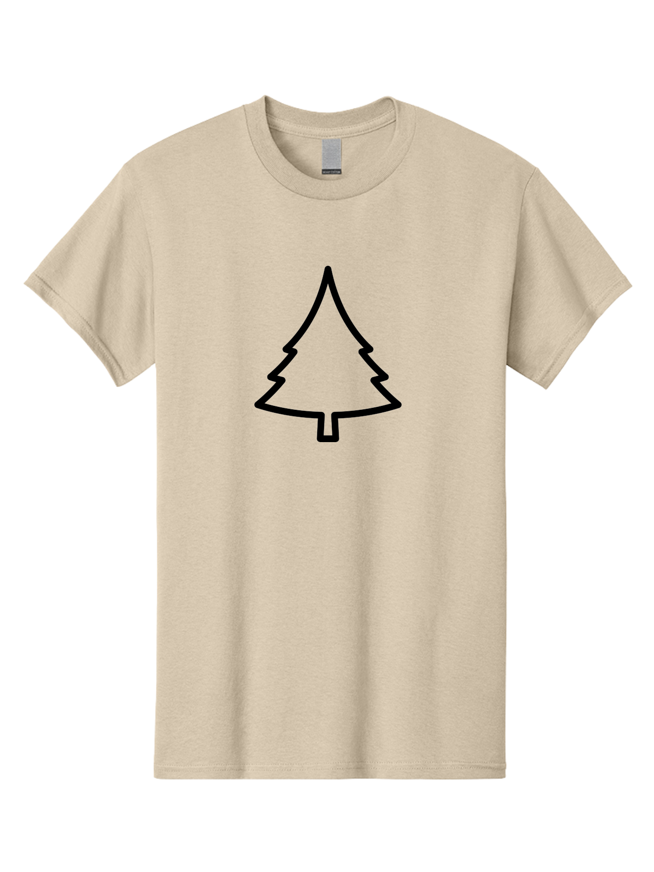 Christmas-Tree-2 Men'S Graphic Tee, 100% Cotton, Comfortable Casual Summer Wear, Machine Washable, Simple Christmas Tree, Minimalist Design, Festive Symbol, Holiday Icon, Black Outline, Evergreen Tree Shape -  Aaa171