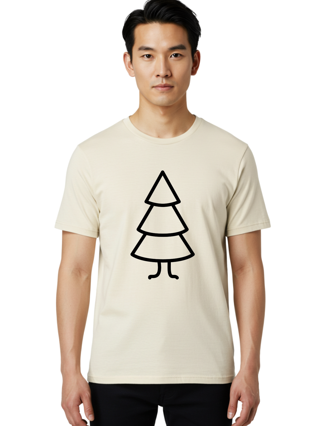 Christmas-Tree-4 Men'S Graphic Tee, 100% Cotton, Comfortable Casual Summer Wear, Machine Washable, Simple Christmas Tree, Cartoon Christmas Tree, Christmas Illustration, Minimalist Christmas, Christmas Symbol, Festive Icon, Holiday Graphic, -  Aaa173
