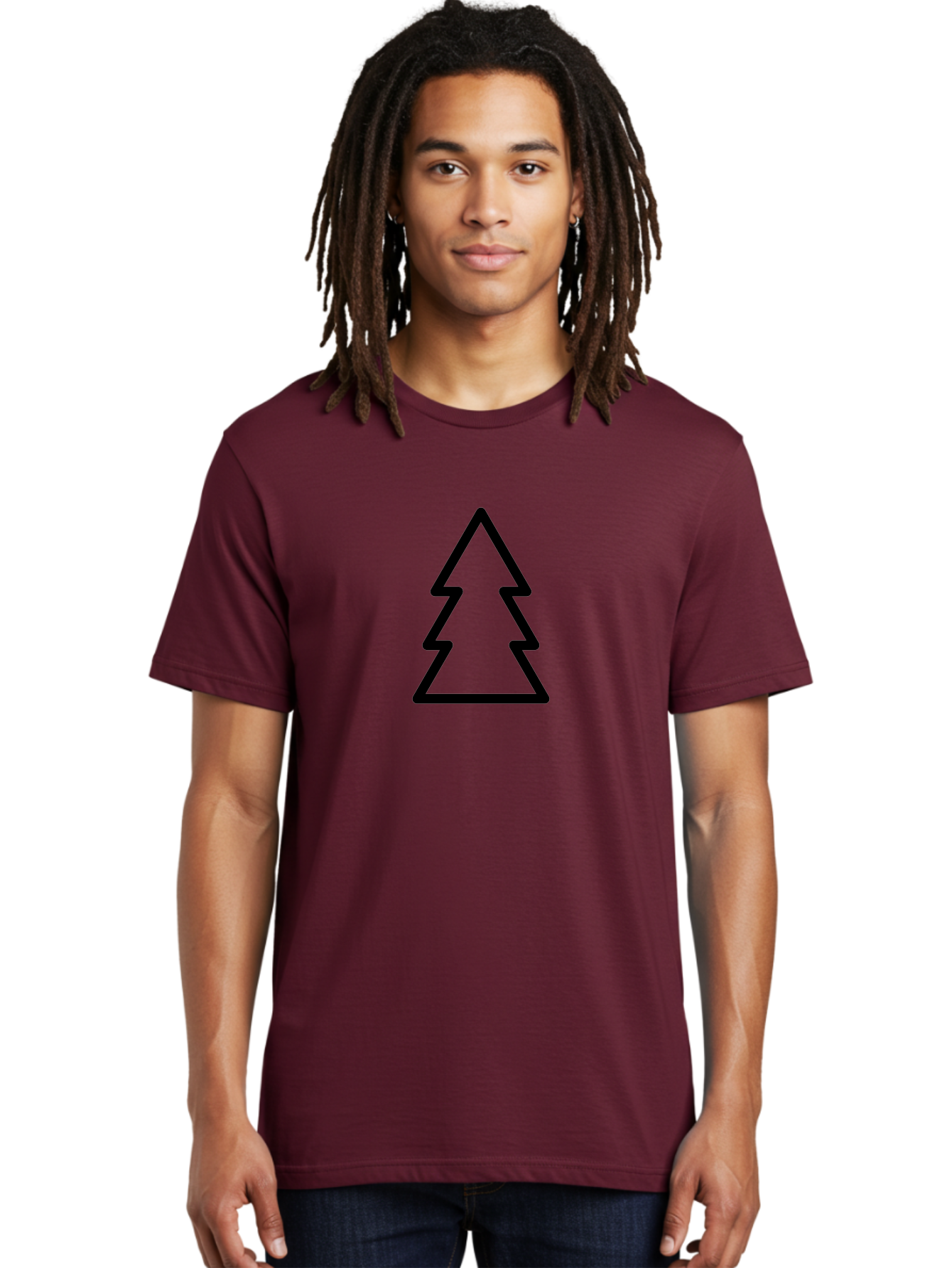 Christmas-Tree-Icon Men'S Graphic Tee, 100% Cotton, Comfortable Casual Summer Wear, Machine Washable, Christmas Tree, Holiday Symbol, Festive Decoration, Minimalist Design, Simple Icon, Evergreen Tree, Seasonal Graphics, -  Aaa175