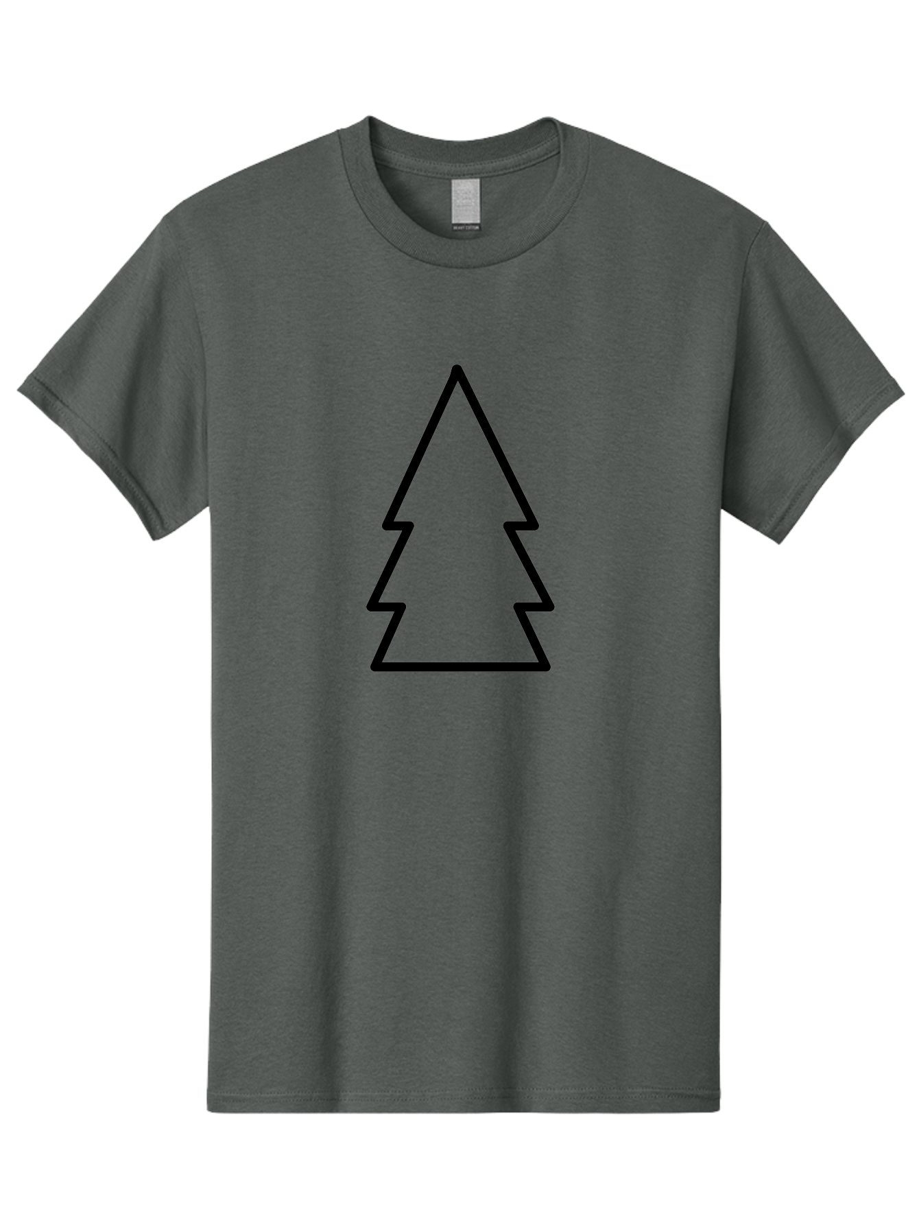 Christmas-Tree Men'S Graphic Tee, 100% Cotton, Comfortable Casual Summer Wear, Machine Washable, Christmas Tree Icon, Simple Design, Black Outline, Festive Symbol, Holiday Decoration, Minimalist Graphic, Seasonal Illustration -  Aaa176