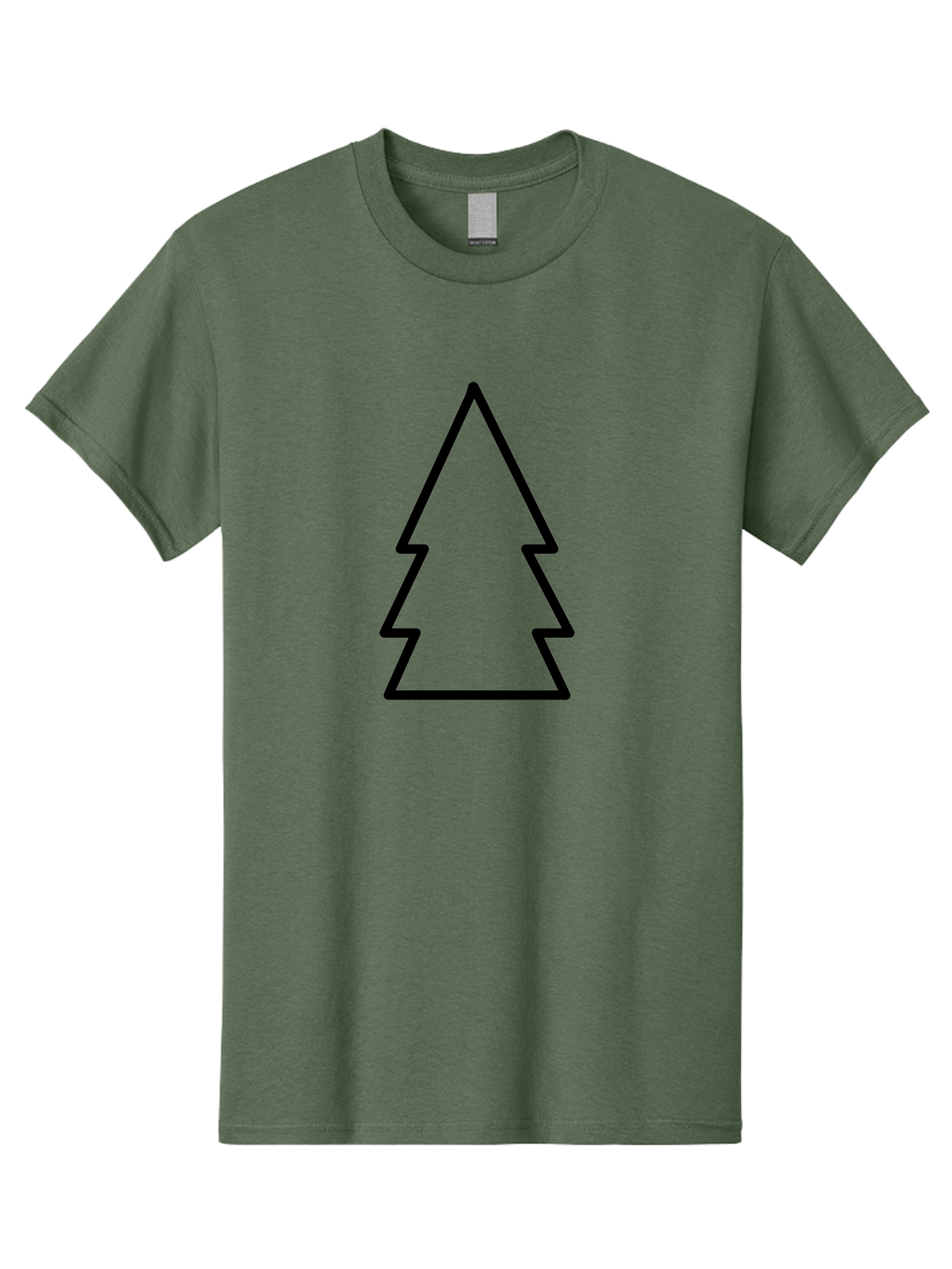 Christmas-Tree Men'S Graphic Tee, 100% Cotton, Comfortable Casual Summer Wear, Machine Washable, Christmas Tree Icon, Simple Design, Black Outline, Festive Symbol, Holiday Decoration, Minimalist Graphic, Seasonal Illustration -  Aaa176