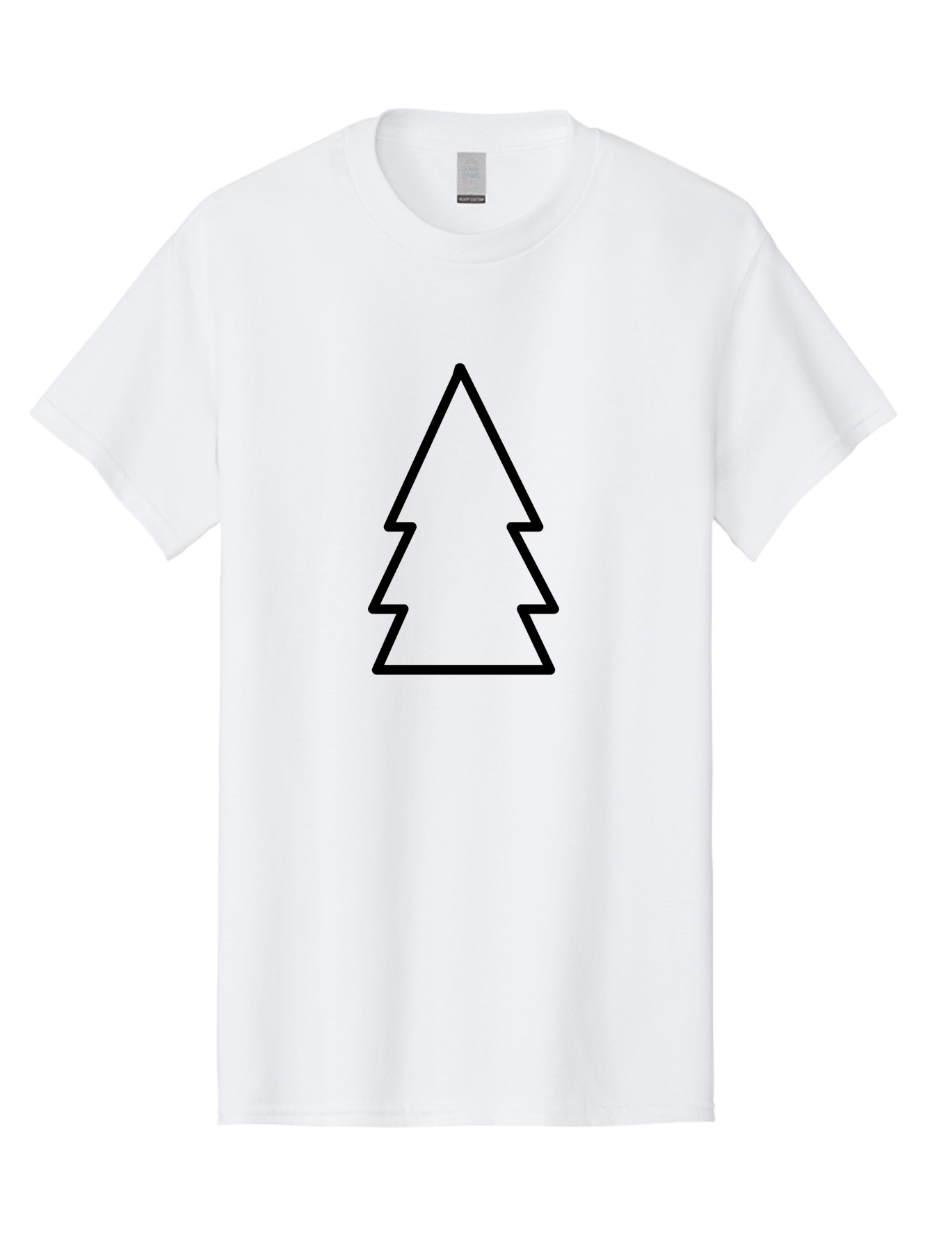 Christmas-Tree Men'S Graphic Tee, 100% Cotton, Comfortable Casual Summer Wear, Machine Washable, Christmas Tree Icon, Simple Design, Black Outline, Festive Symbol, Holiday Decoration, Minimalist Graphic, Seasonal Illustration -  Aaa176