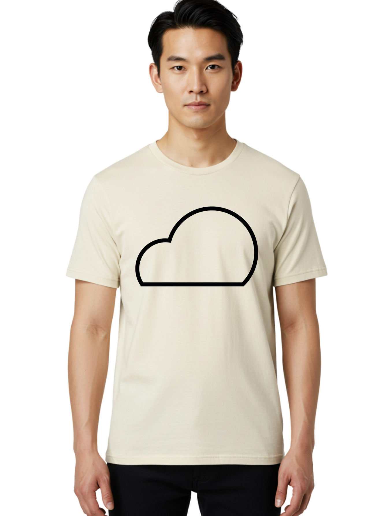 Cloud-1 Men'S Graphic Tee, 100% Cotton, Comfortable Casual Summer Wear, Machine Washable, Cloud Shape, Minimalist Design, Simple Graphics, Outline Style, Modern Icon, Weather Symbol, Abstract Shape -  Aaa177