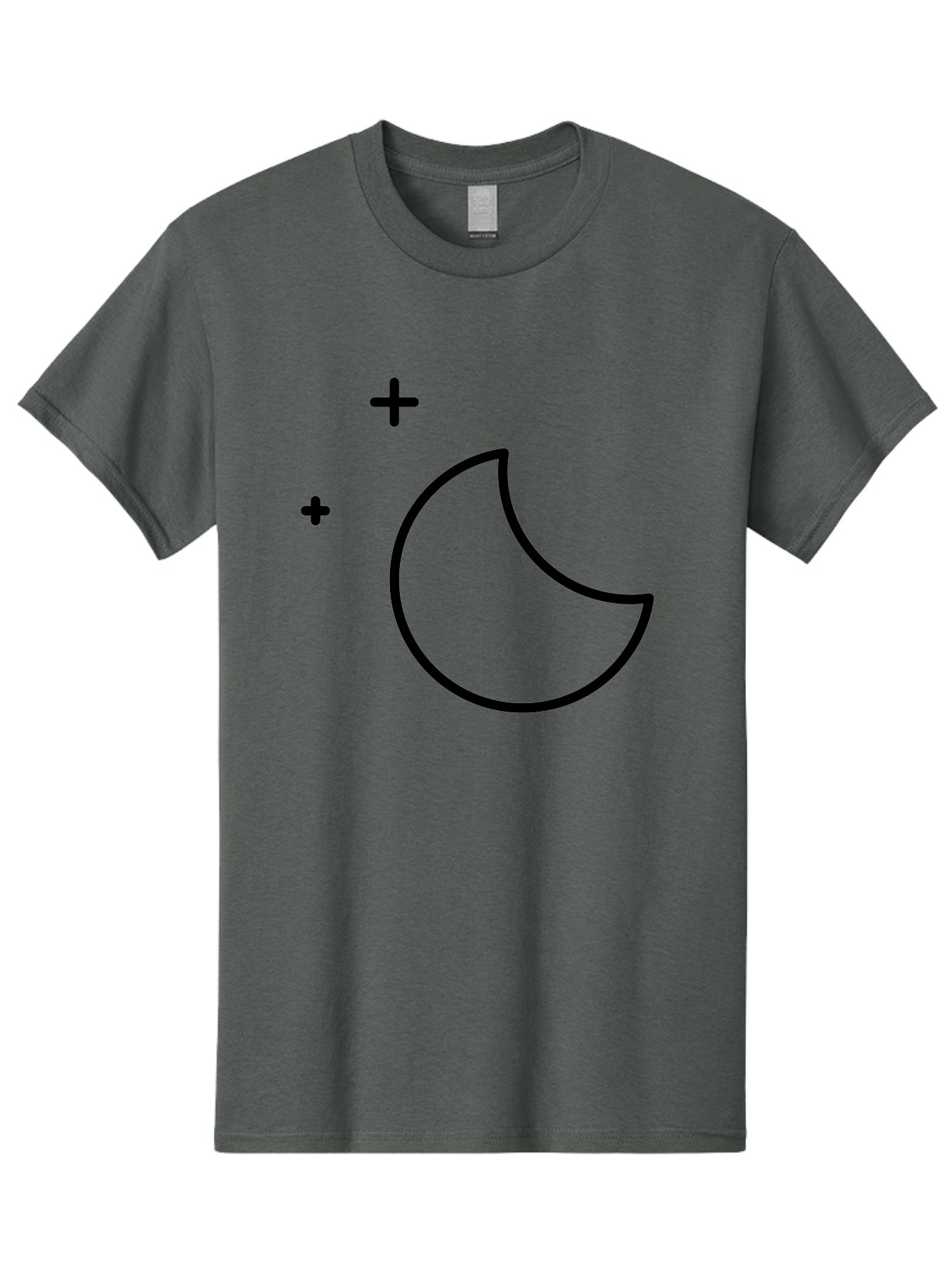 Crescent-Moon-And-Plus-Signs Men'S Graphic Tee, 100% Cotton, Comfortable Casual Summer Wear, Machine Washable, Crescent Moon Shape, Plus Signs, Minimalist Design, Simple Graphics, Lunar Symbol, Celestial Body, Moon Phase, Astrology, -  Aaa180