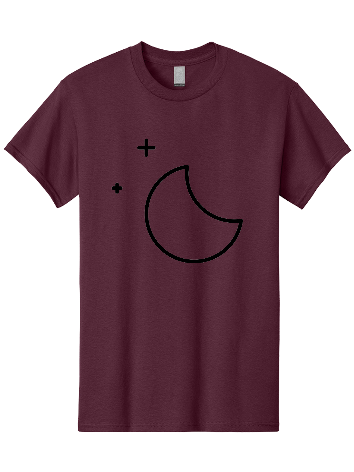 Crescent-Moon-And-Plus-Signs Men'S Graphic Tee, 100% Cotton, Comfortable Casual Summer Wear, Machine Washable, Crescent Moon Shape, Plus Signs, Minimalist Design, Simple Graphics, Lunar Symbol, Celestial Body, Moon Phase, Astrology, -  Aaa180