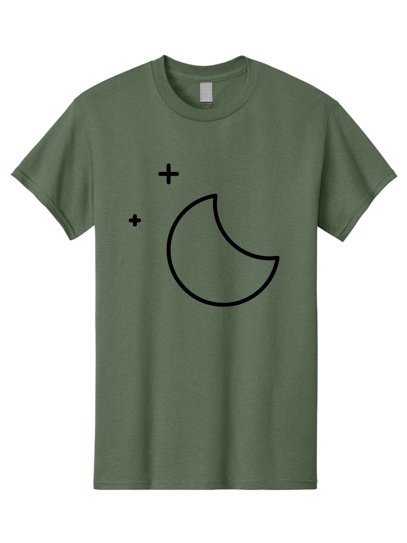 Crescent-Moon-And-Plus-Signs Men'S Graphic Tee, 100% Cotton, Comfortable Casual Summer Wear, Machine Washable, Crescent Moon Shape, Plus Signs, Minimalist Design, Simple Graphics, Lunar Symbol, Celestial Body, Moon Phase, Astrology, -  Aaa180