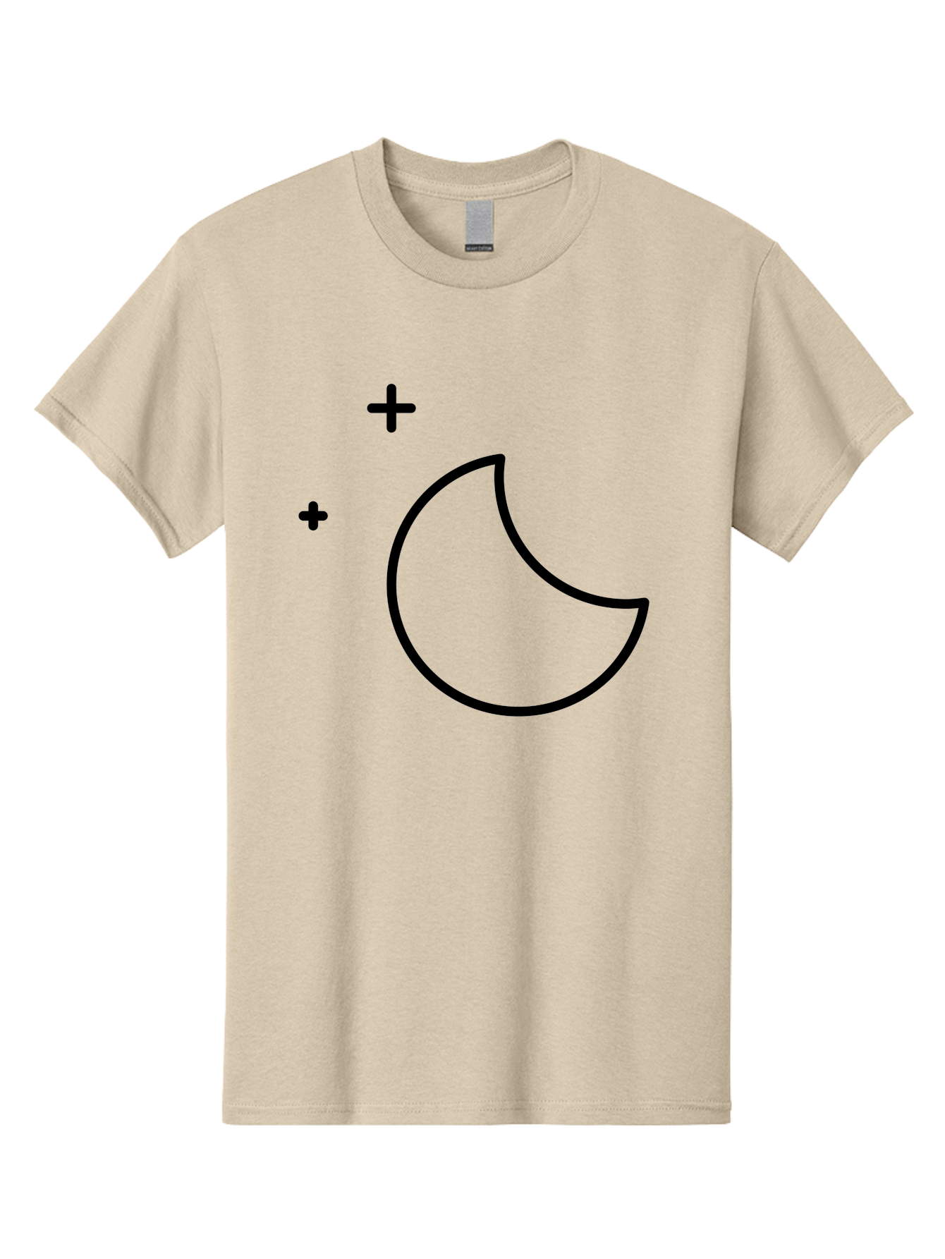 Crescent-Moon-And-Plus-Signs Men'S Graphic Tee, 100% Cotton, Comfortable Casual Summer Wear, Machine Washable, Crescent Moon Shape, Plus Signs, Minimalist Design, Simple Graphics, Lunar Symbol, Celestial Body, Moon Phase, Astrology, -  Aaa180