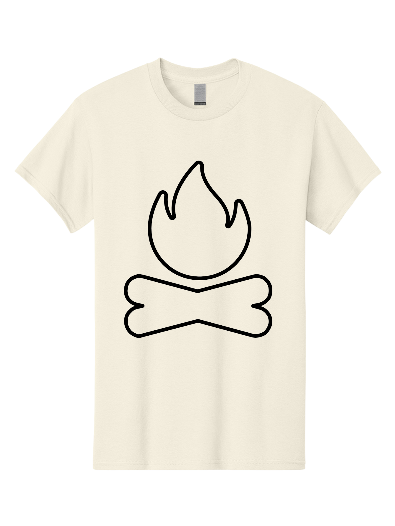 Crossbones-And-Flame Men'S Graphic Tee, 100% Cotton, Comfortable Casual Summer Wear, Machine Washable, Bone And Flame Symbol, Danger Sign, Warning Icon, Black Outline, Simple Design, Bold Graphics, Striking Imagery, Edgy Style -  Aaa181