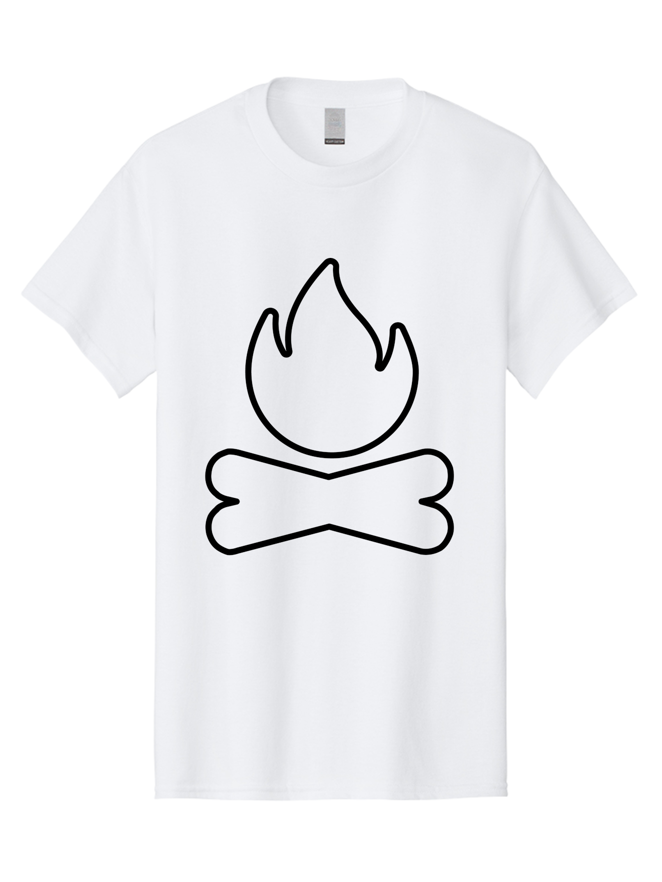 Crossbones-And-Flame Men'S Graphic Tee, 100% Cotton, Comfortable Casual Summer Wear, Machine Washable, Bone And Flame Symbol, Danger Sign, Warning Icon, Black Outline, Simple Design, Bold Graphics, Striking Imagery, Edgy Style -  Aaa181