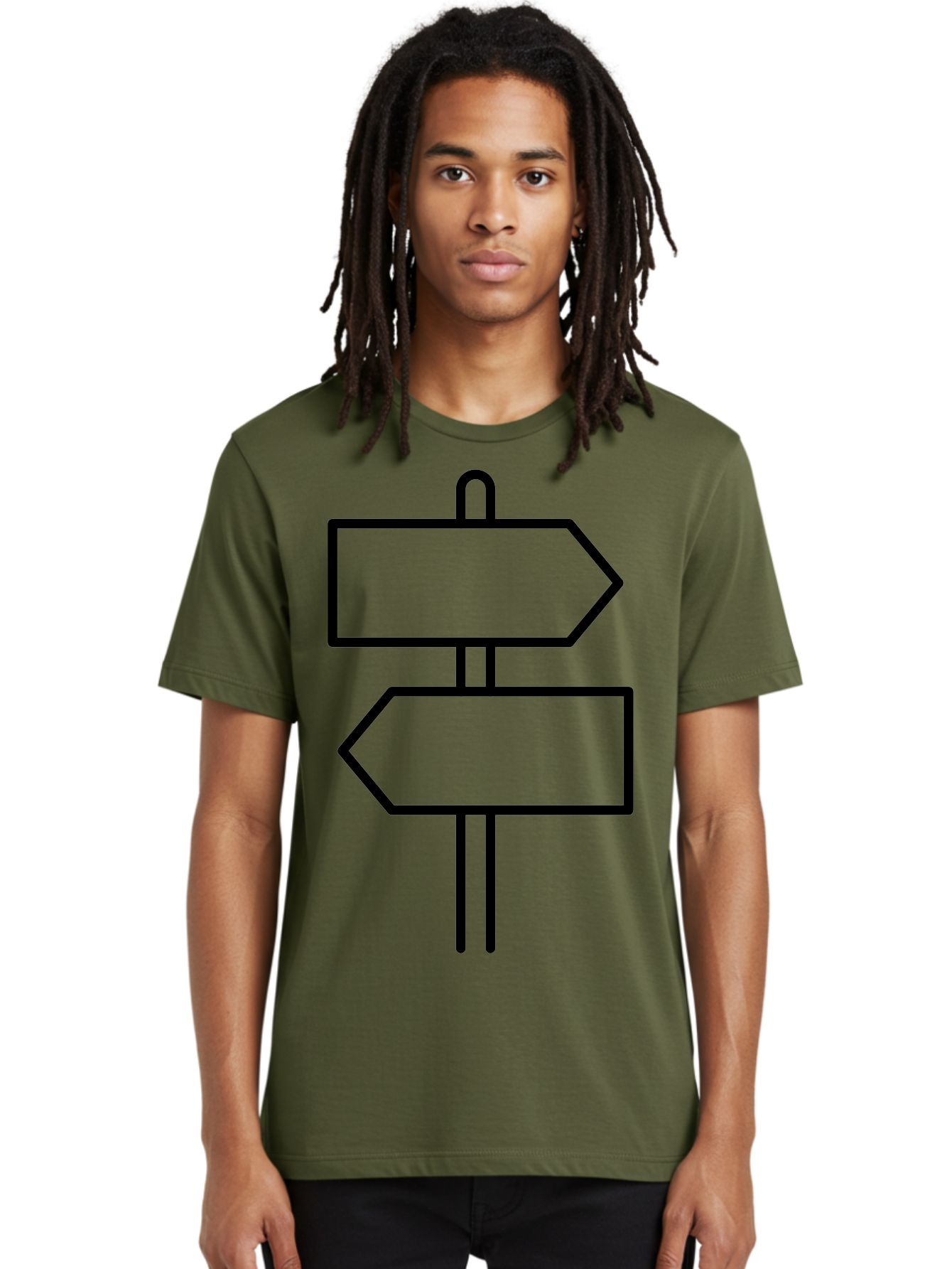 Directional-Signs Men'S Graphic Tee, 100% Cotton, Comfortable Casual Summer Wear, Machine Washable, Directional Signs, Navigation, Guidance, Decision Making, Path, Black Outlines, Pointers, Arrows -  Aaa186