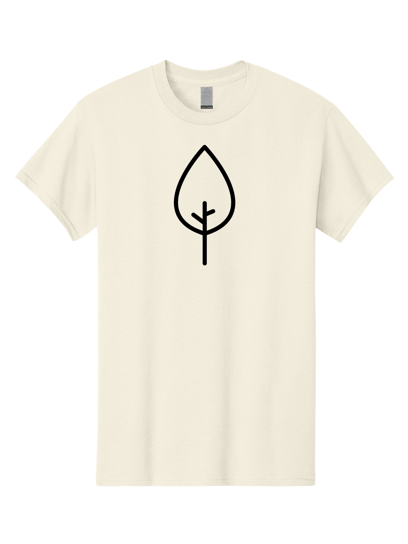 Leaf Men'S Graphic Tee, 100% Cotton, Comfortable Casual Summer Wear, Machine Washable, Simple Leaf Icon, Minimalist Design, Nature Symbol, Eco-Friendly Logo, Black Outline, Leaf Shape -  Aaa189