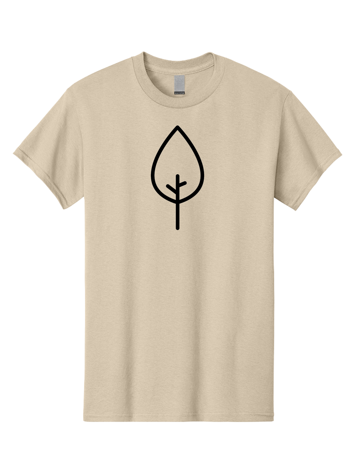Leaf Men'S Graphic Tee, 100% Cotton, Comfortable Casual Summer Wear, Machine Washable, Simple Leaf Icon, Minimalist Design, Nature Symbol, Eco-Friendly Logo, Black Outline, Leaf Shape -  Aaa189