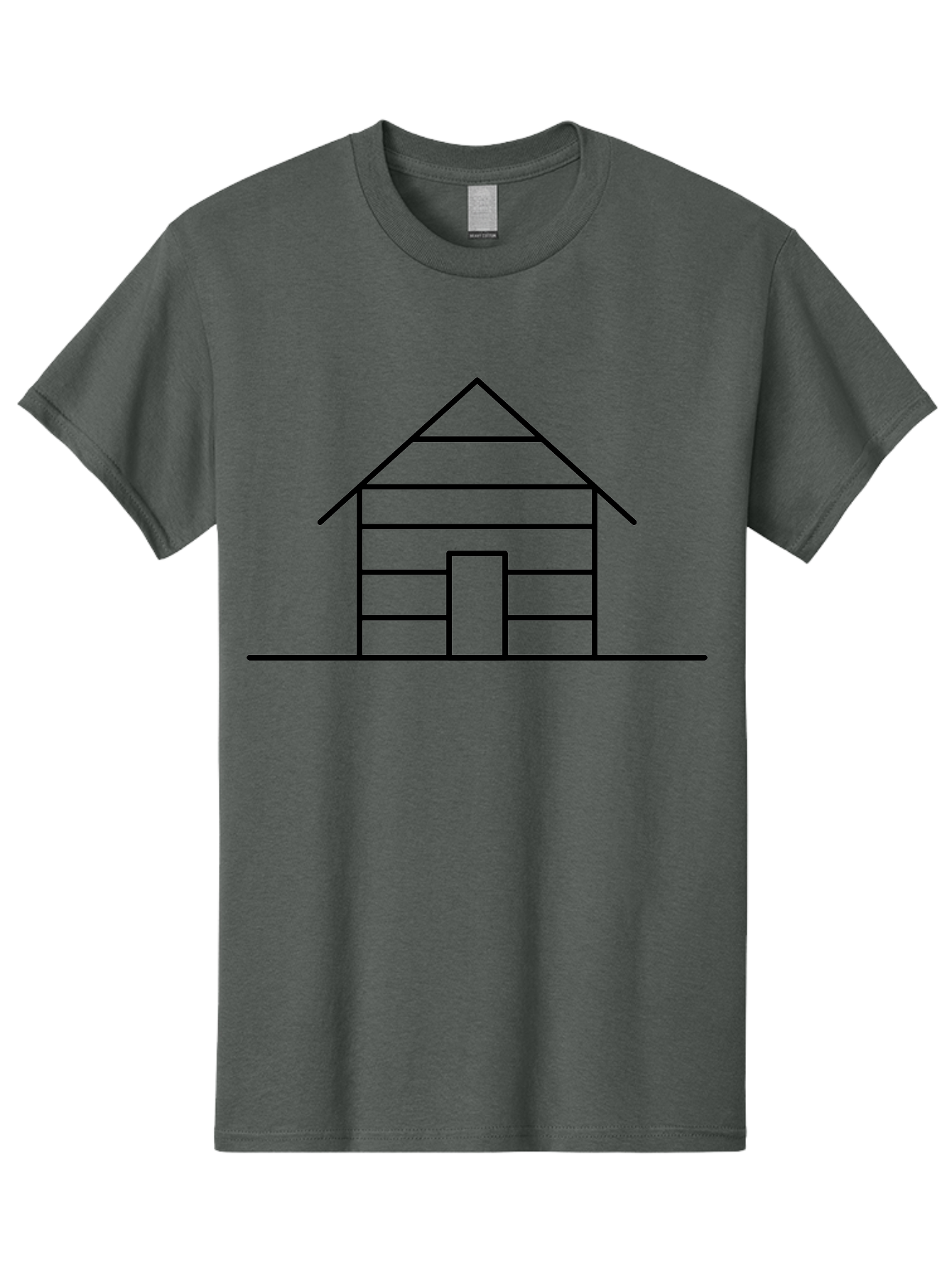 Log-Cabin Men'S Graphic Tee, 100% Cotton, Comfortable Casual Summer Wear, Machine Washable, Log Cabin, Simple House, Wooden House, Cabin Illustration, Minimalist Design, Simple Architecture, Rural Home, Cozy Retreat, Black Lines -  Aaa192