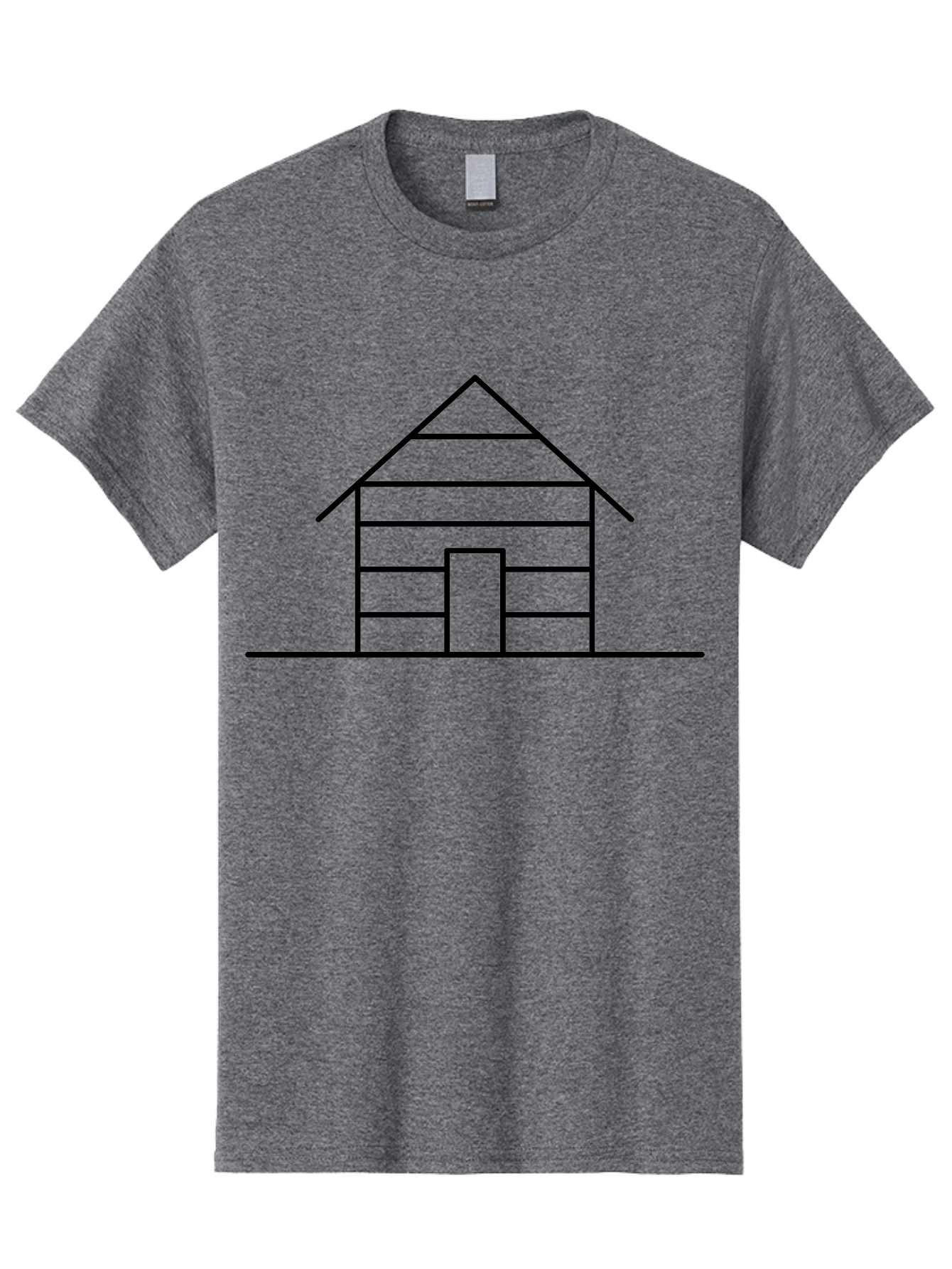 Log-Cabin Men'S Graphic Tee, 100% Cotton, Comfortable Casual Summer Wear, Machine Washable, Log Cabin, Simple House, Wooden House, Cabin Illustration, Minimalist Design, Simple Architecture, Rural Home, Cozy Retreat, Black Lines -  Aaa192