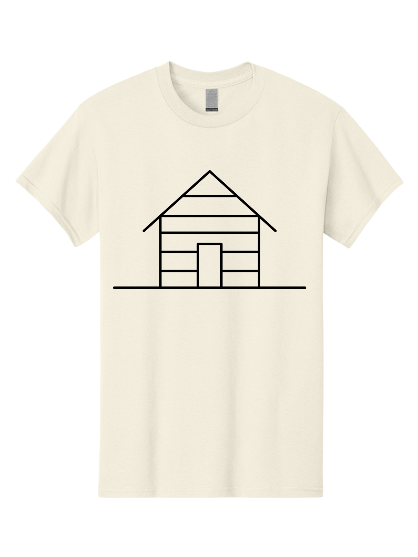 Log-Cabin Men'S Graphic Tee, 100% Cotton, Comfortable Casual Summer Wear, Machine Washable, Log Cabin, Simple House, Wooden House, Cabin Illustration, Minimalist Design, Simple Architecture, Rural Home, Cozy Retreat, Black Lines -  Aaa192