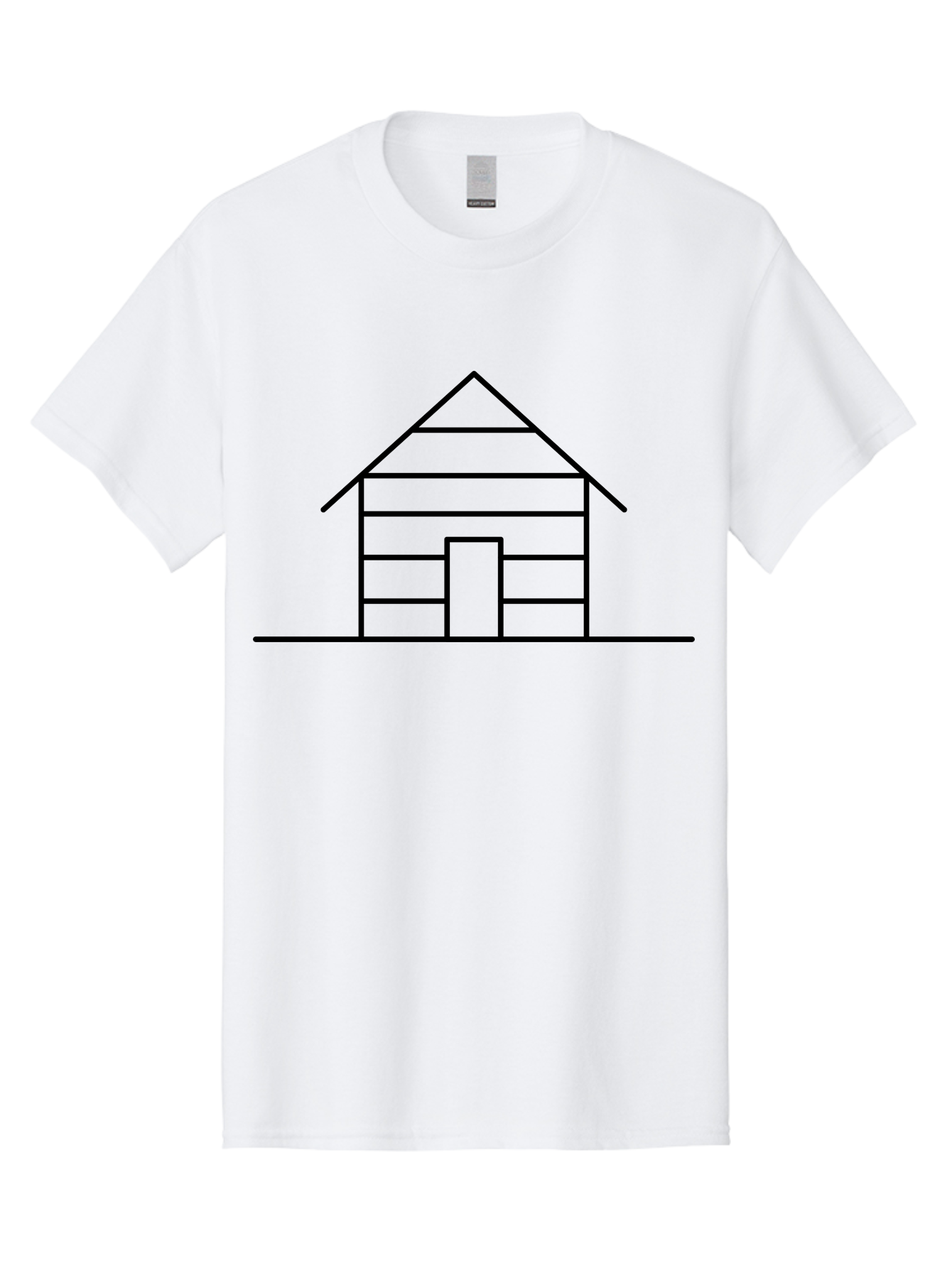 Log-Cabin Men'S Graphic Tee, 100% Cotton, Comfortable Casual Summer Wear, Machine Washable, Log Cabin, Simple House, Wooden House, Cabin Illustration, Minimalist Design, Simple Architecture, Rural Home, Cozy Retreat, Black Lines -  Aaa192