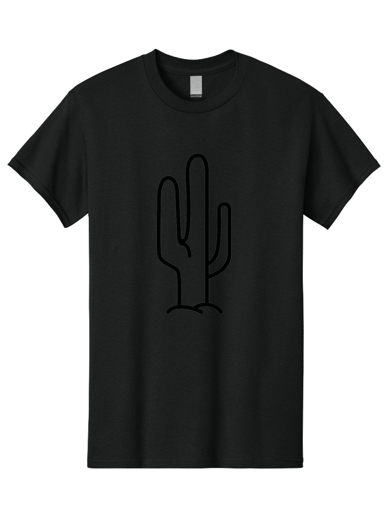 Middle-Finger-Cactus Men'S Graphic Tee, 100% Cotton, Comfortable Casual Summer Wear, Machine Washable, Simple Cactus Drawing, Minimalist Design, Black Outline, Desert Flora, Succulent Plant, Prickly Pear, Cartoon Style, Modern Art -  Aaa194