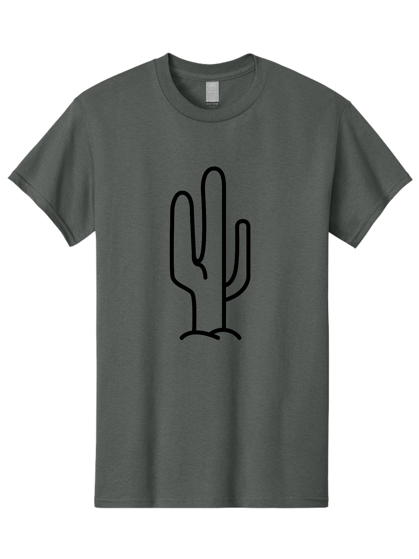 Middle-Finger-Cactus Men'S Graphic Tee, 100% Cotton, Comfortable Casual Summer Wear, Machine Washable, Simple Cactus Drawing, Minimalist Design, Black Outline, Desert Flora, Succulent Plant, Prickly Pear, Cartoon Style, Modern Art -  Aaa194