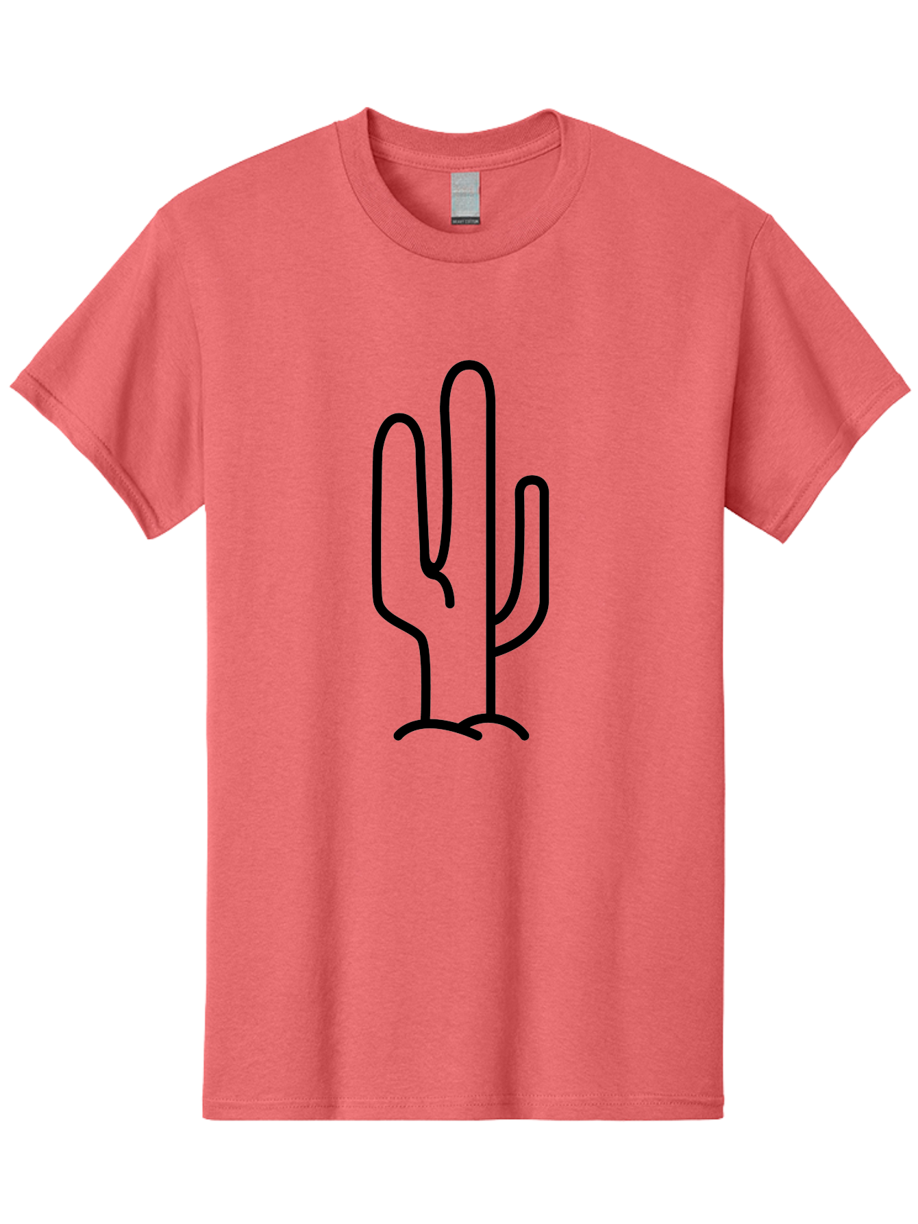 Middle-Finger-Cactus Men'S Graphic Tee, 100% Cotton, Comfortable Casual Summer Wear, Machine Washable, Simple Cactus Drawing, Minimalist Design, Black Outline, Desert Flora, Succulent Plant, Prickly Pear, Cartoon Style, Modern Art -  Aaa194