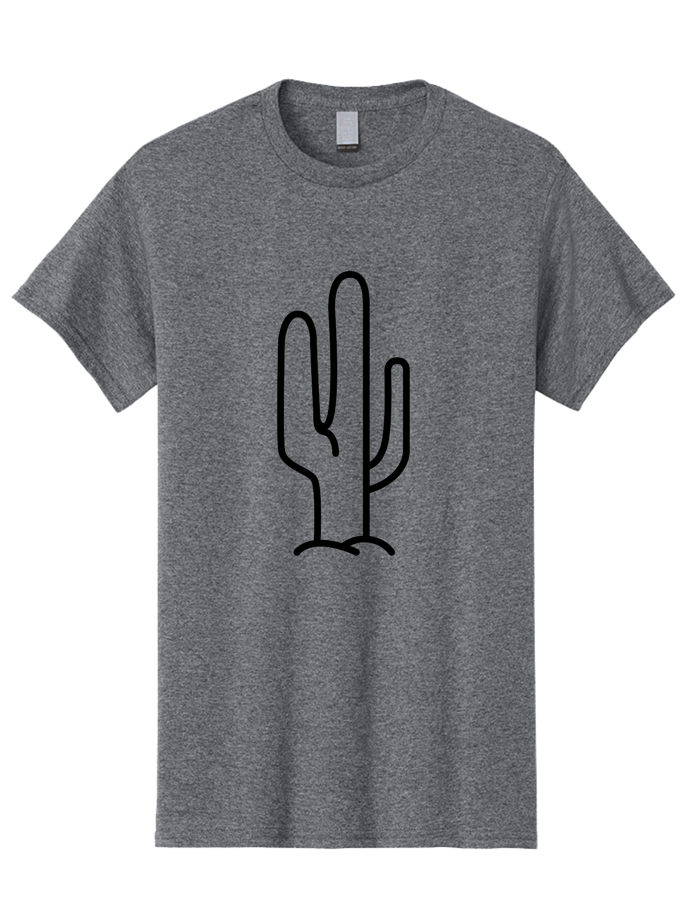 Middle-Finger-Cactus Men'S Graphic Tee, 100% Cotton, Comfortable Casual Summer Wear, Machine Washable, Simple Cactus Drawing, Minimalist Design, Black Outline, Desert Flora, Succulent Plant, Prickly Pear, Cartoon Style, Modern Art -  Aaa194