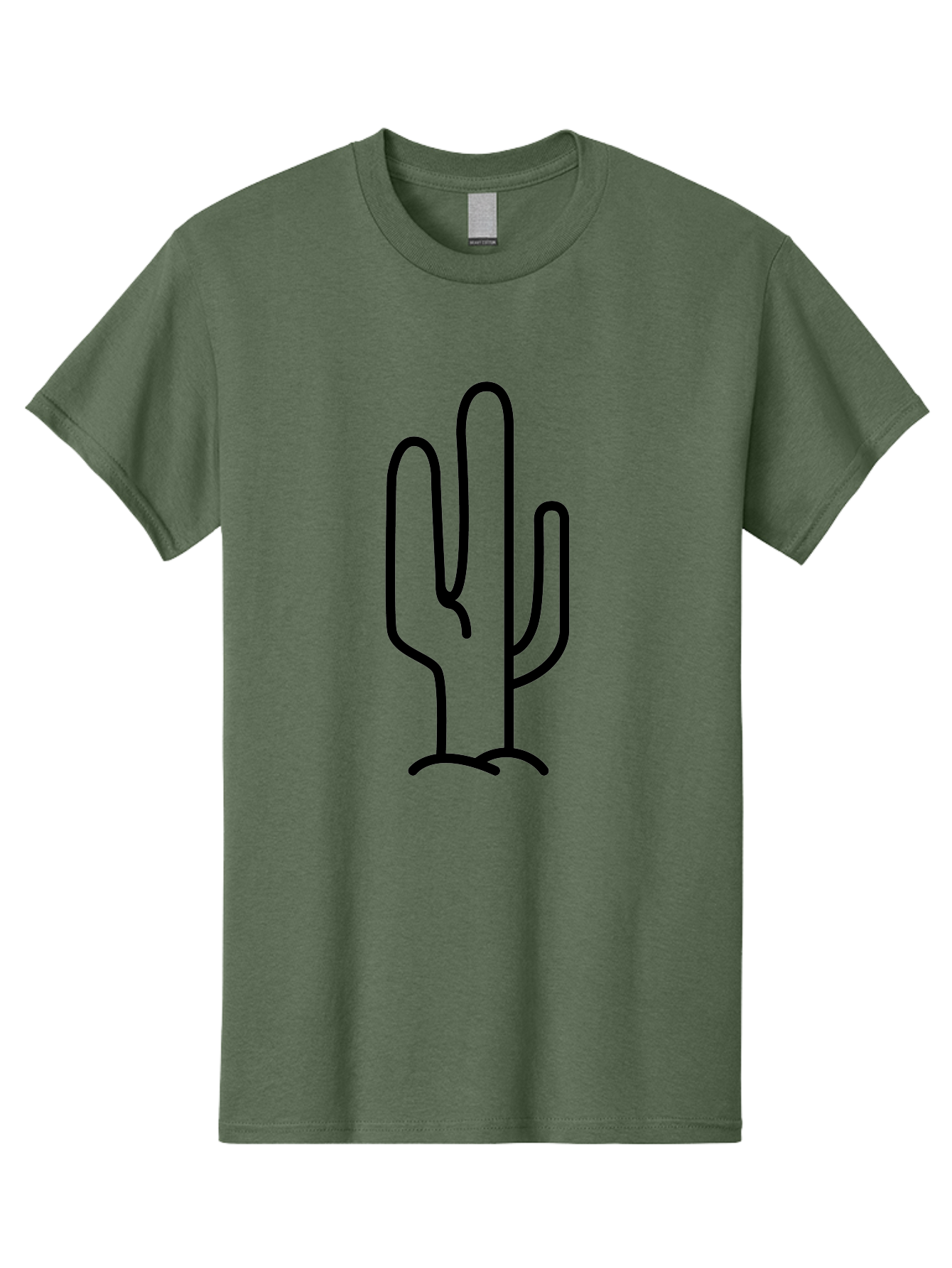 Middle-Finger-Cactus Men'S Graphic Tee, 100% Cotton, Comfortable Casual Summer Wear, Machine Washable, Simple Cactus Drawing, Minimalist Design, Black Outline, Desert Flora, Succulent Plant, Prickly Pear, Cartoon Style, Modern Art -  Aaa194