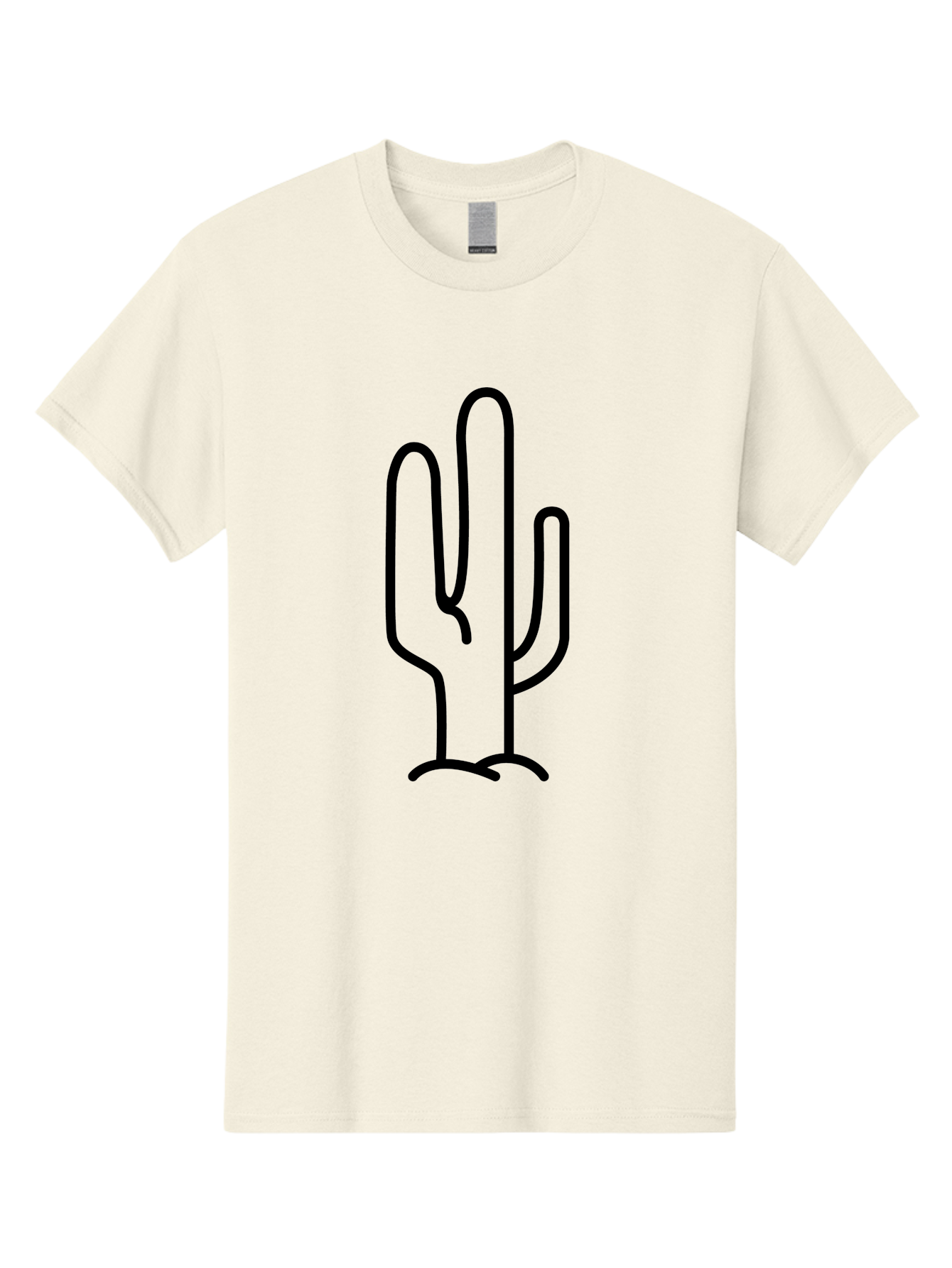 Middle-Finger-Cactus Men'S Graphic Tee, 100% Cotton, Comfortable Casual Summer Wear, Machine Washable, Simple Cactus Drawing, Minimalist Design, Black Outline, Desert Flora, Succulent Plant, Prickly Pear, Cartoon Style, Modern Art -  Aaa194