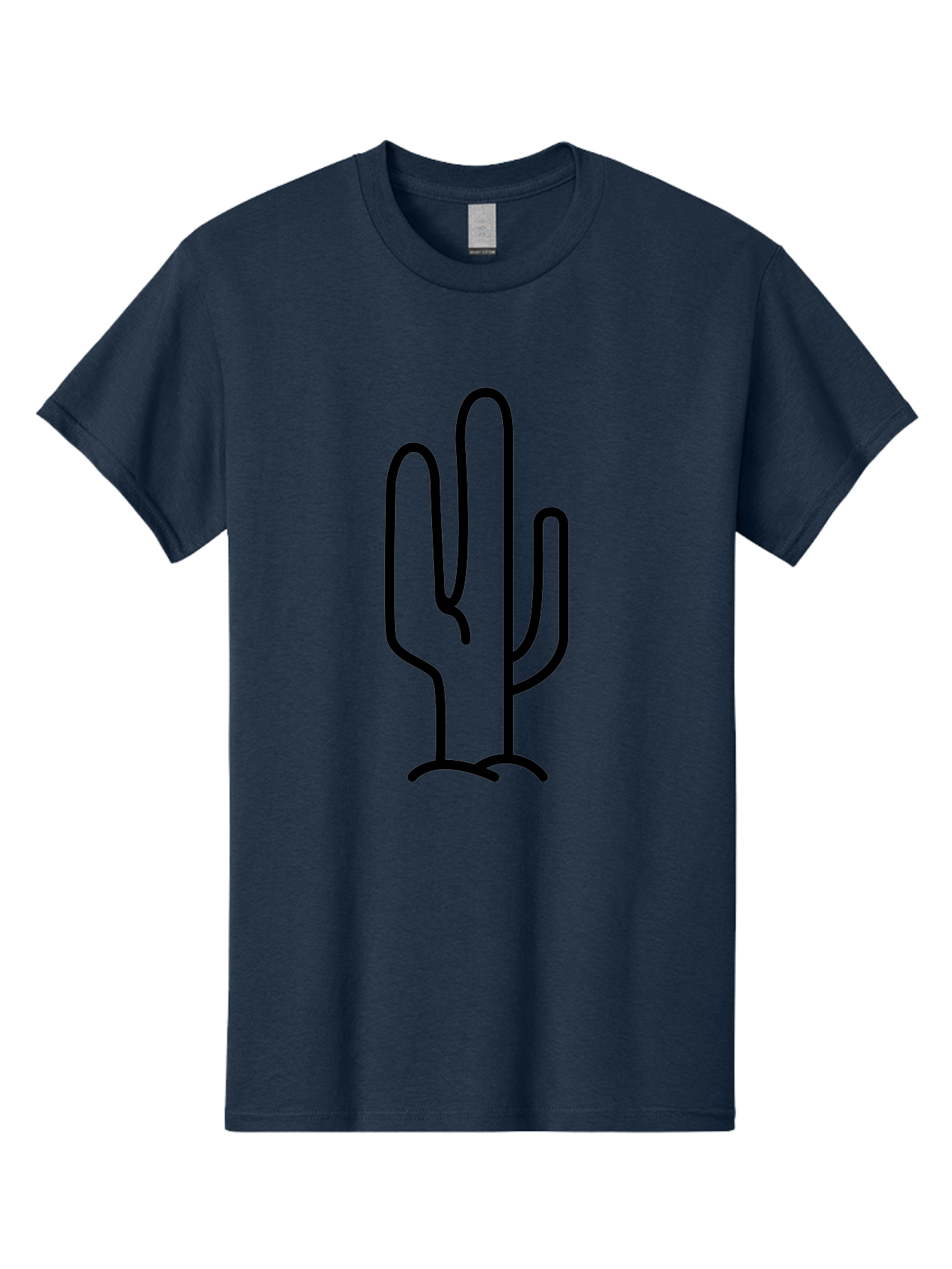Middle-Finger-Cactus Men'S Graphic Tee, 100% Cotton, Comfortable Casual Summer Wear, Machine Washable, Simple Cactus Drawing, Minimalist Design, Black Outline, Desert Flora, Succulent Plant, Prickly Pear, Cartoon Style, Modern Art -  Aaa194