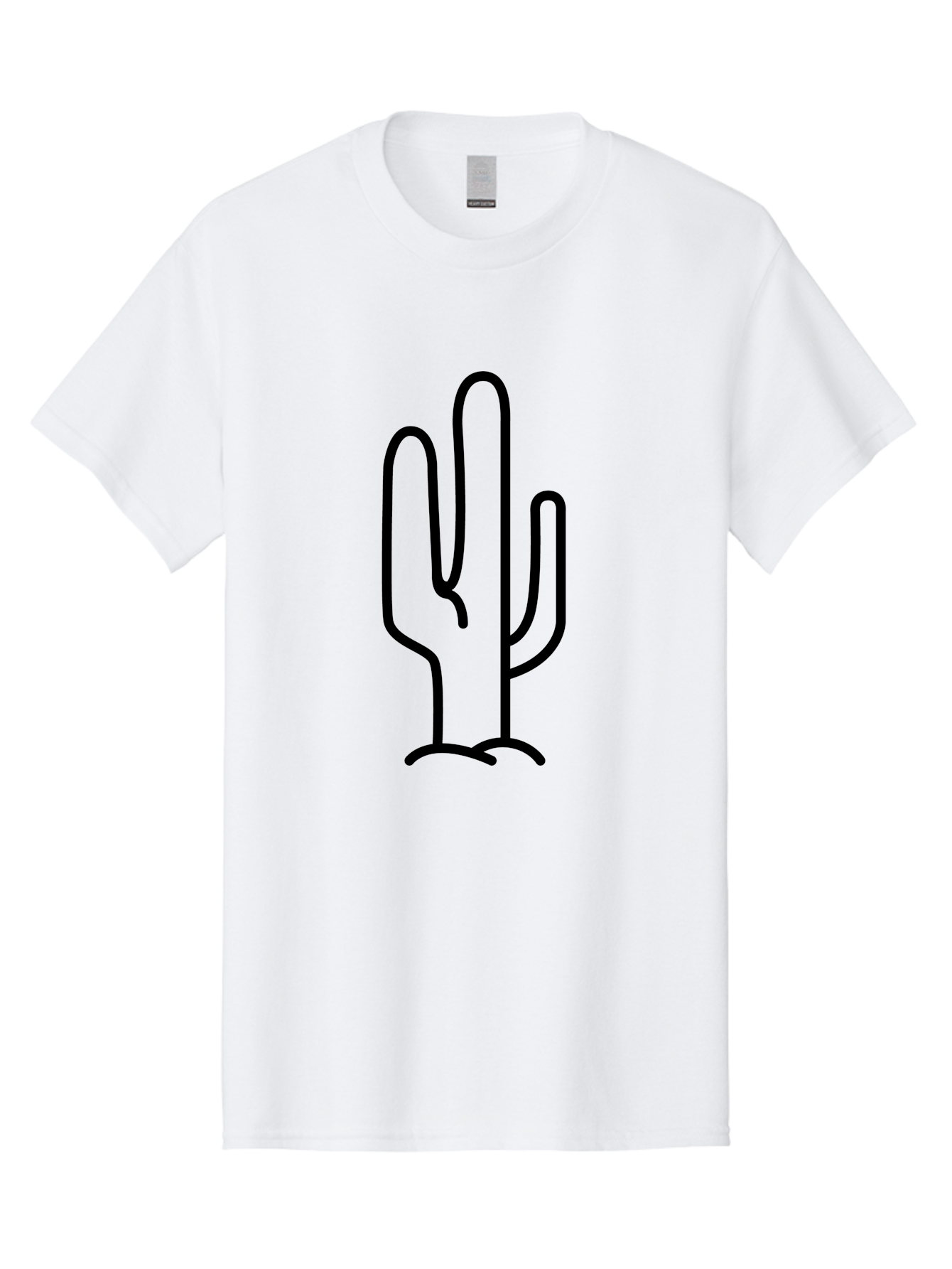 Middle-Finger-Cactus Men'S Graphic Tee, 100% Cotton, Comfortable Casual Summer Wear, Machine Washable, Simple Cactus Drawing, Minimalist Design, Black Outline, Desert Flora, Succulent Plant, Prickly Pear, Cartoon Style, Modern Art -  Aaa194