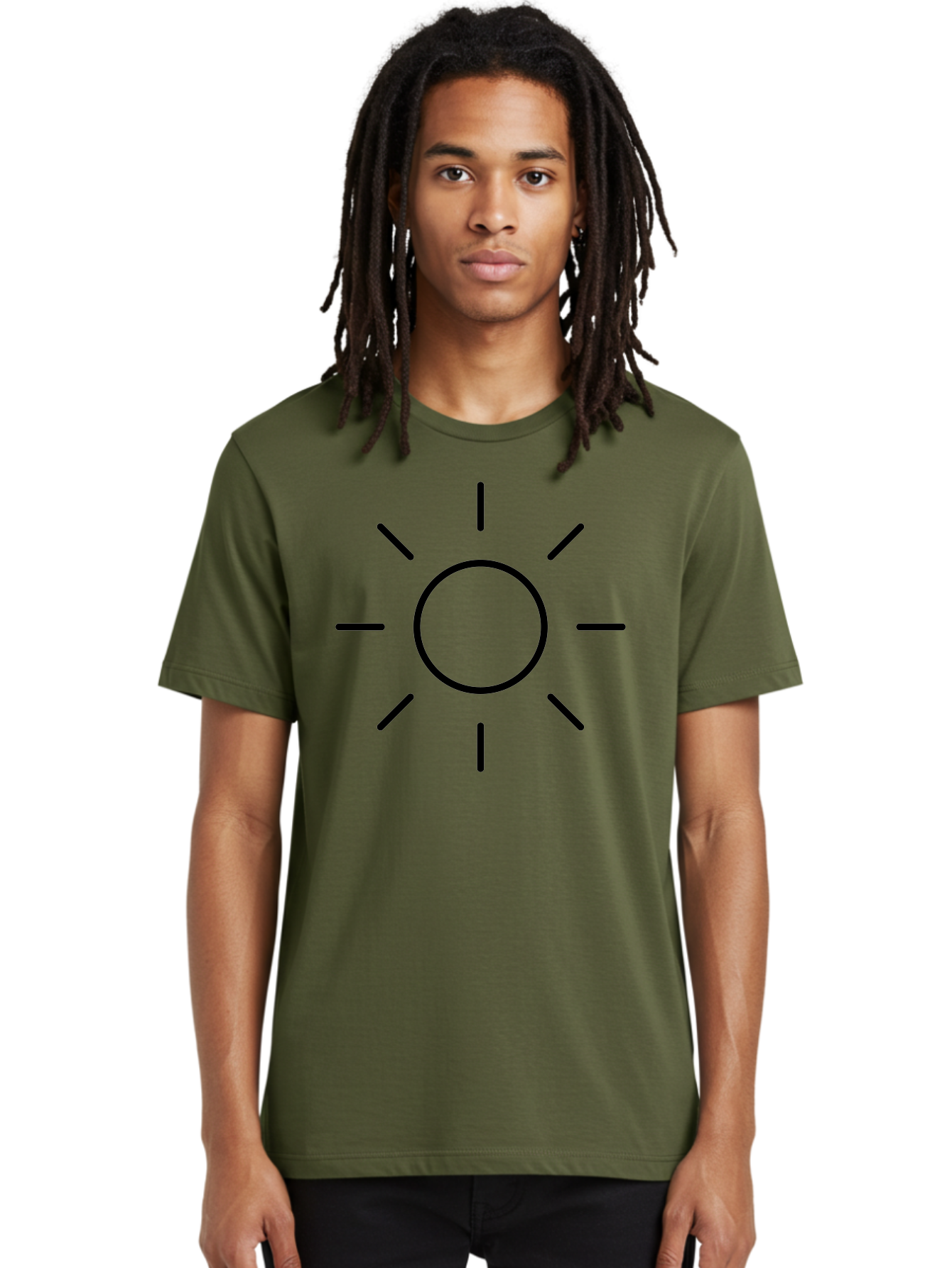 Sun-Symbol Men'S Graphic Tee, 100% Cotton, Comfortable Casual Summer Wear, Machine Washable, Sun Symbol, Simple Design, Minimalist Icon, Black Outline, Sun Illustration, Weather Symbol, Sunshine Graphic -  Aaa207