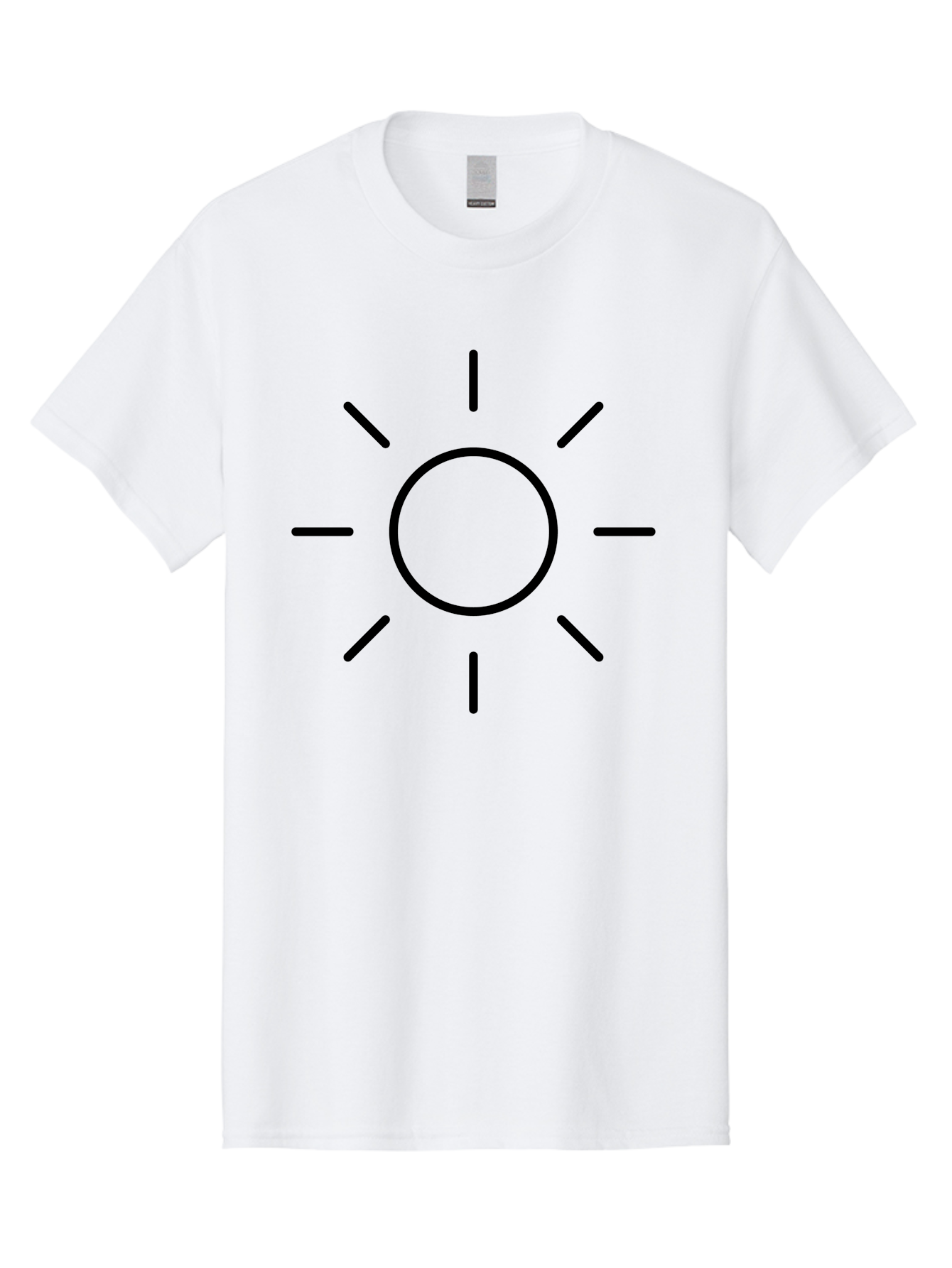 Sun-Symbol Men'S Graphic Tee, 100% Cotton, Comfortable Casual Summer Wear, Machine Washable, Sun Symbol, Simple Design, Minimalist Icon, Black Outline, Sun Illustration, Weather Symbol, Sunshine Graphic -  Aaa207