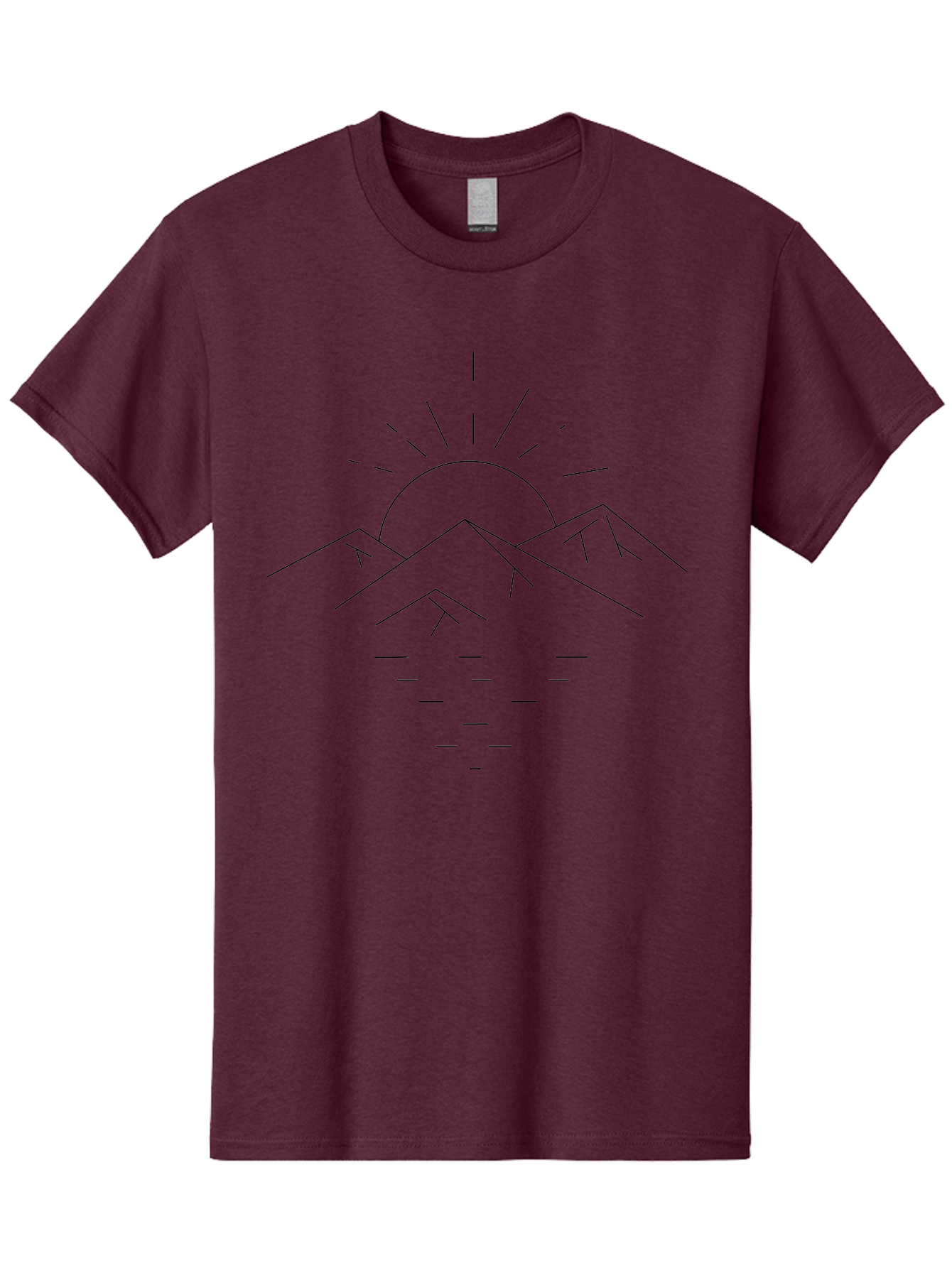 Sunrise-Over-Mountains Men'S Graphic Tee, 100% Cotton, Comfortable Casual Summer Wear, Machine Washable, Mountain Range, Serene Landscape, Sunrise Over Mountains, Minimalist Art, Simple Design, Calm Atmosphere, Peaceful Scenery, -  Aaa208
