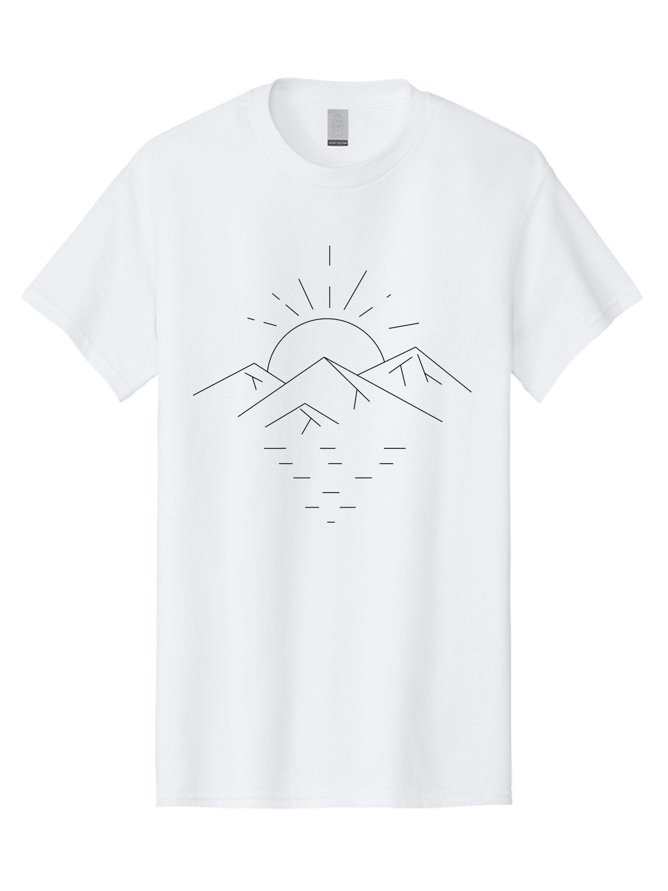 Sunrise-Over-Mountains Men'S Graphic Tee, 100% Cotton, Comfortable Casual Summer Wear, Machine Washable, Mountain Range, Serene Landscape, Sunrise Over Mountains, Minimalist Art, Simple Design, Calm Atmosphere, Peaceful Scenery, -  Aaa208