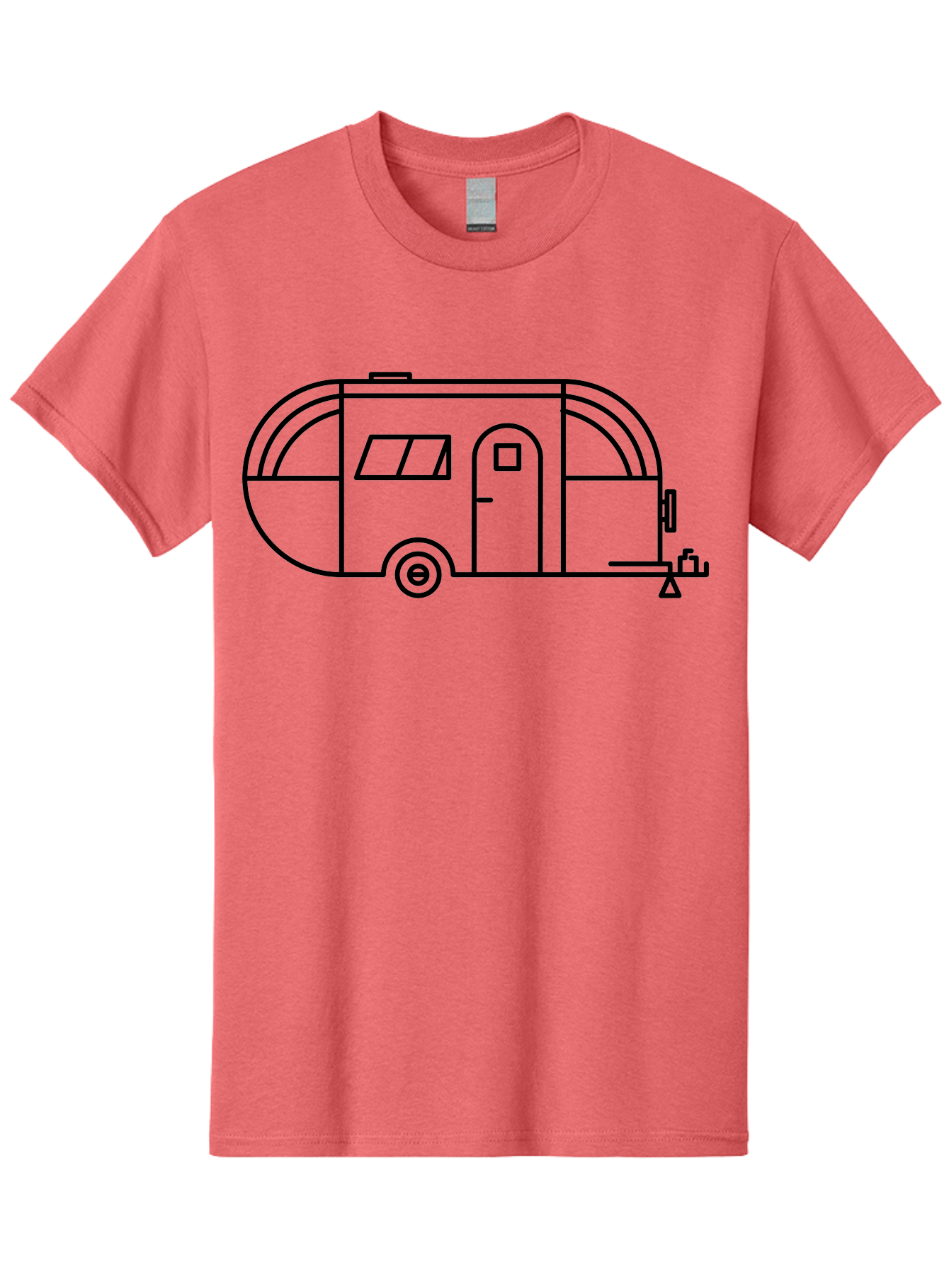 Teardrop-Trailer Men'S Graphic Tee, 100% Cotton, Comfortable Casual Summer Wear, Machine Washable, Teardrop Camper, Travel Trailer, Minimalist Design, Simple Lines, Outdoor Adventure, Camping, Retro Style, Travel, Vacation -  Aaa209